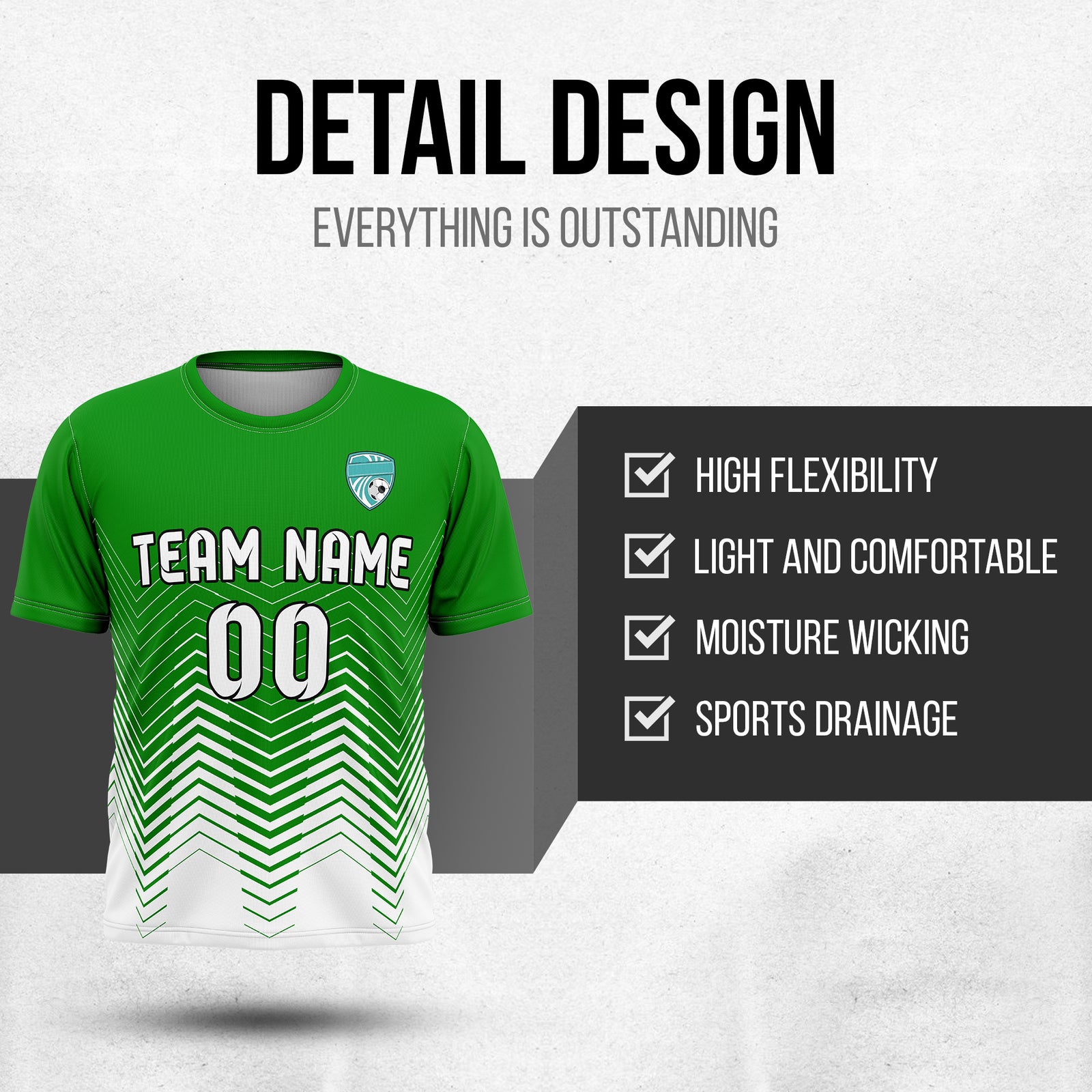 Custom Apex Strike R Side Pattern Green Soccer sport Tops Jersey