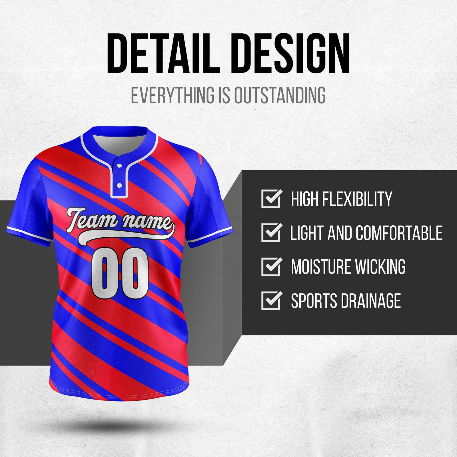 Custom Bold Flow Blue Baseball Sports Jersey Personalized Uniform with Name & Number