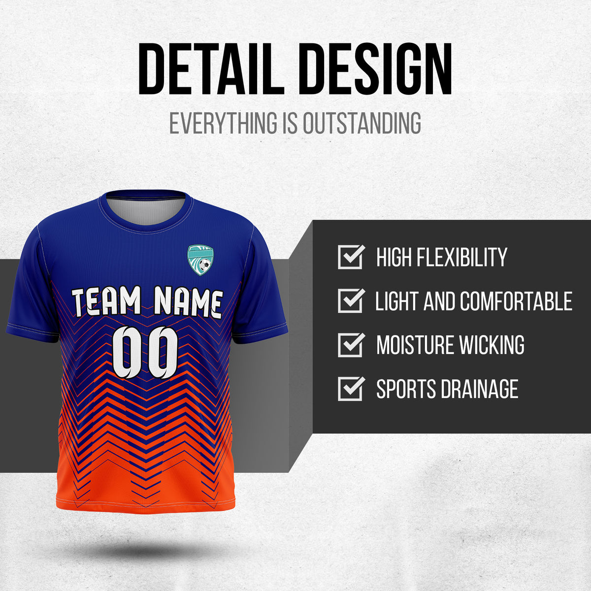 Custom Apex Strike R Side Pattern Navy Soccer sport Tops Jersey