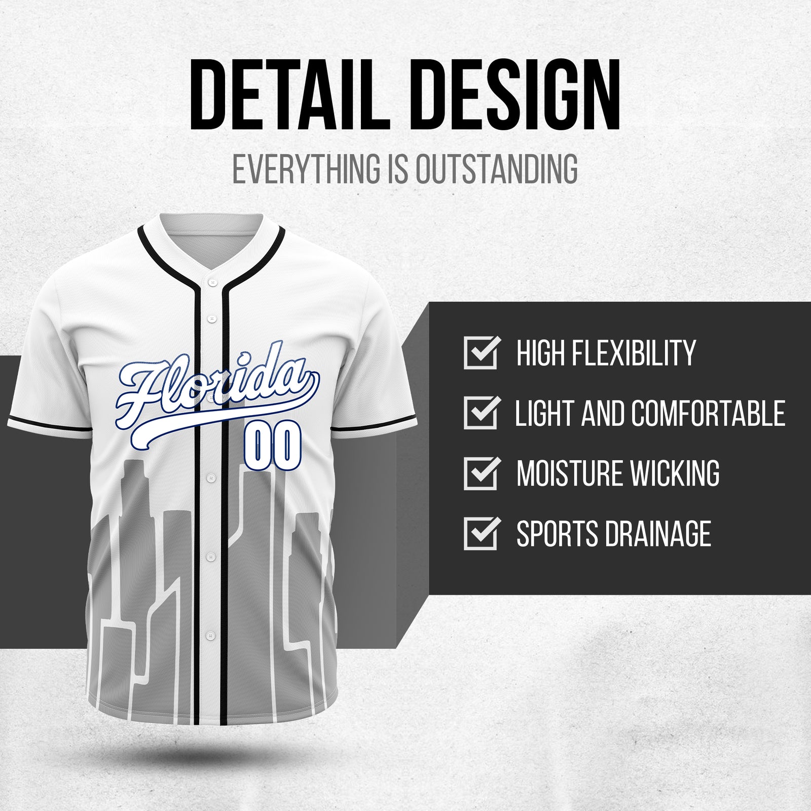 Custom City Flux White Baseball Sports Jersey Personalized Uniform with Name & Number