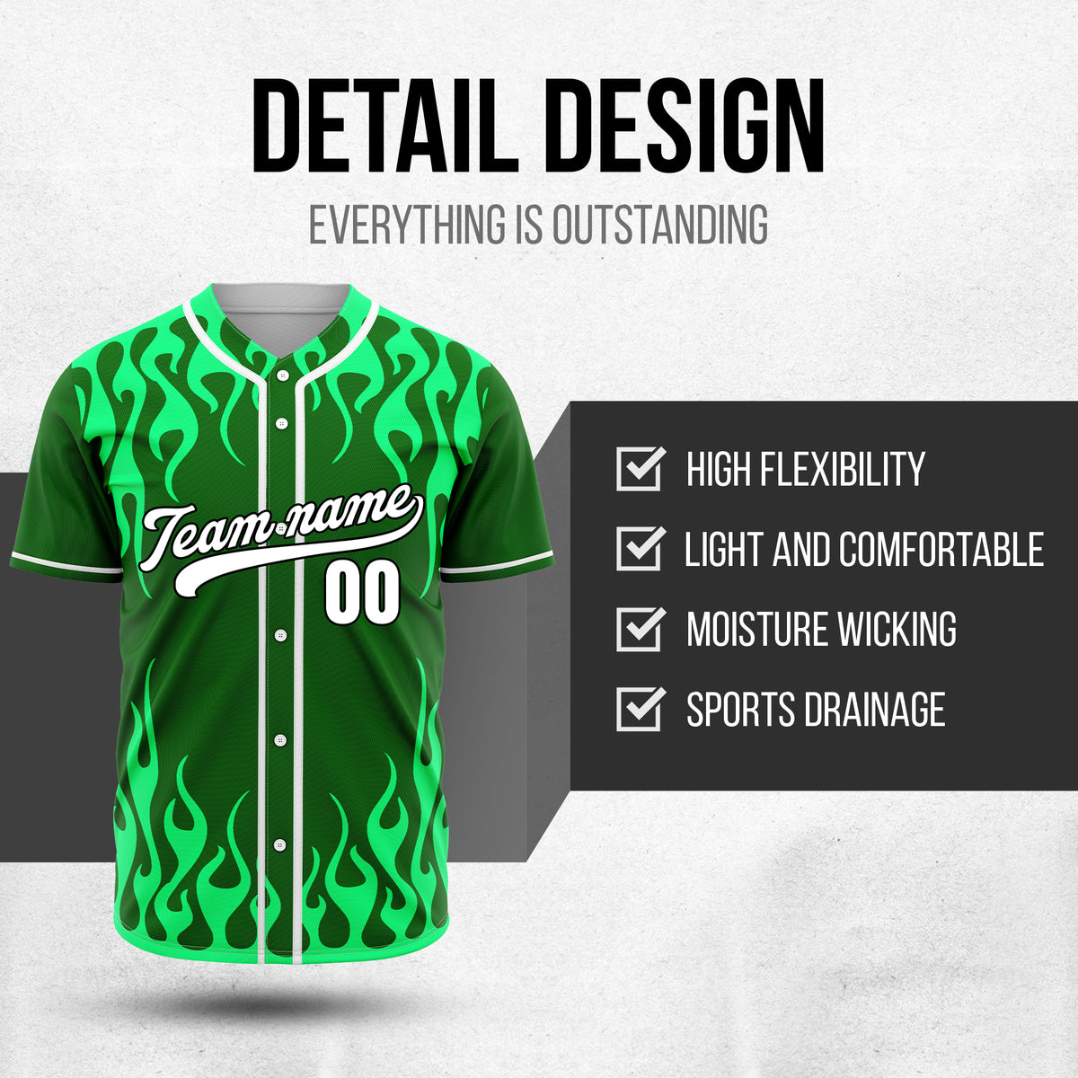 Custom Frostburn Green Baseball Sports Jersey Personalized Uniform with Name & Number