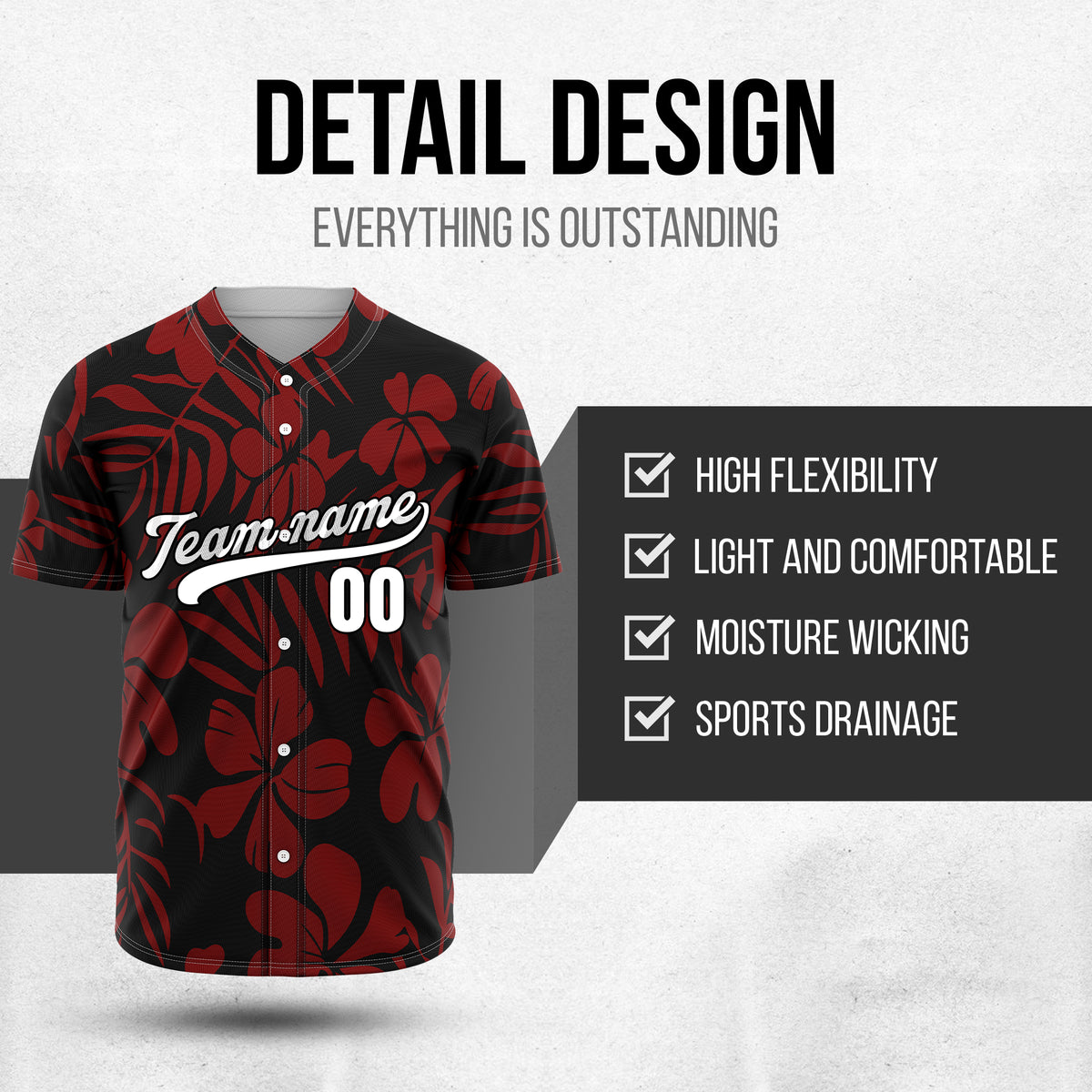 Custom Hawaiian Black Baseball Sports Jersey Personalized Uniform with Name & Number