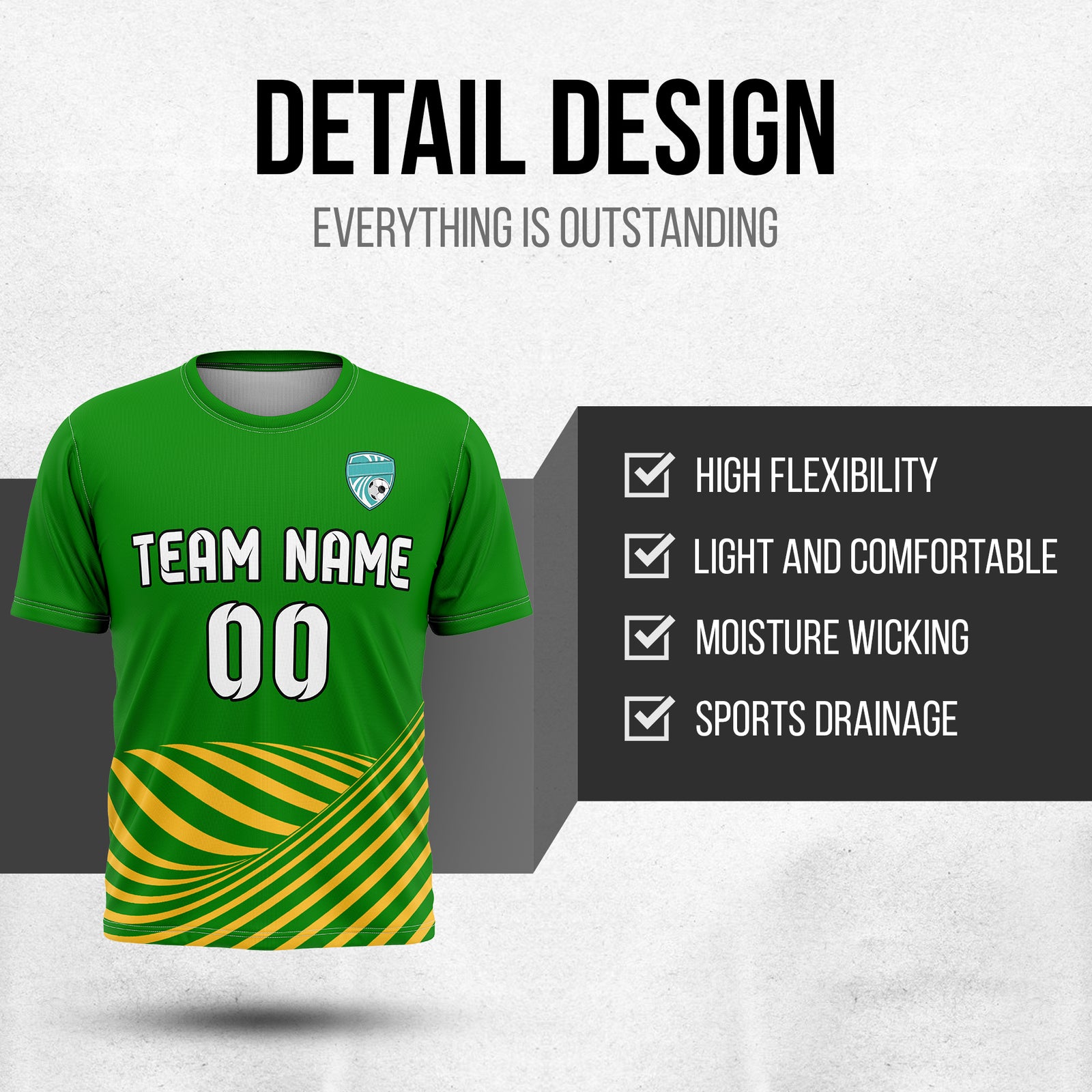 Custom WaveLine Stripe Green Soccer sport Tops Jersey