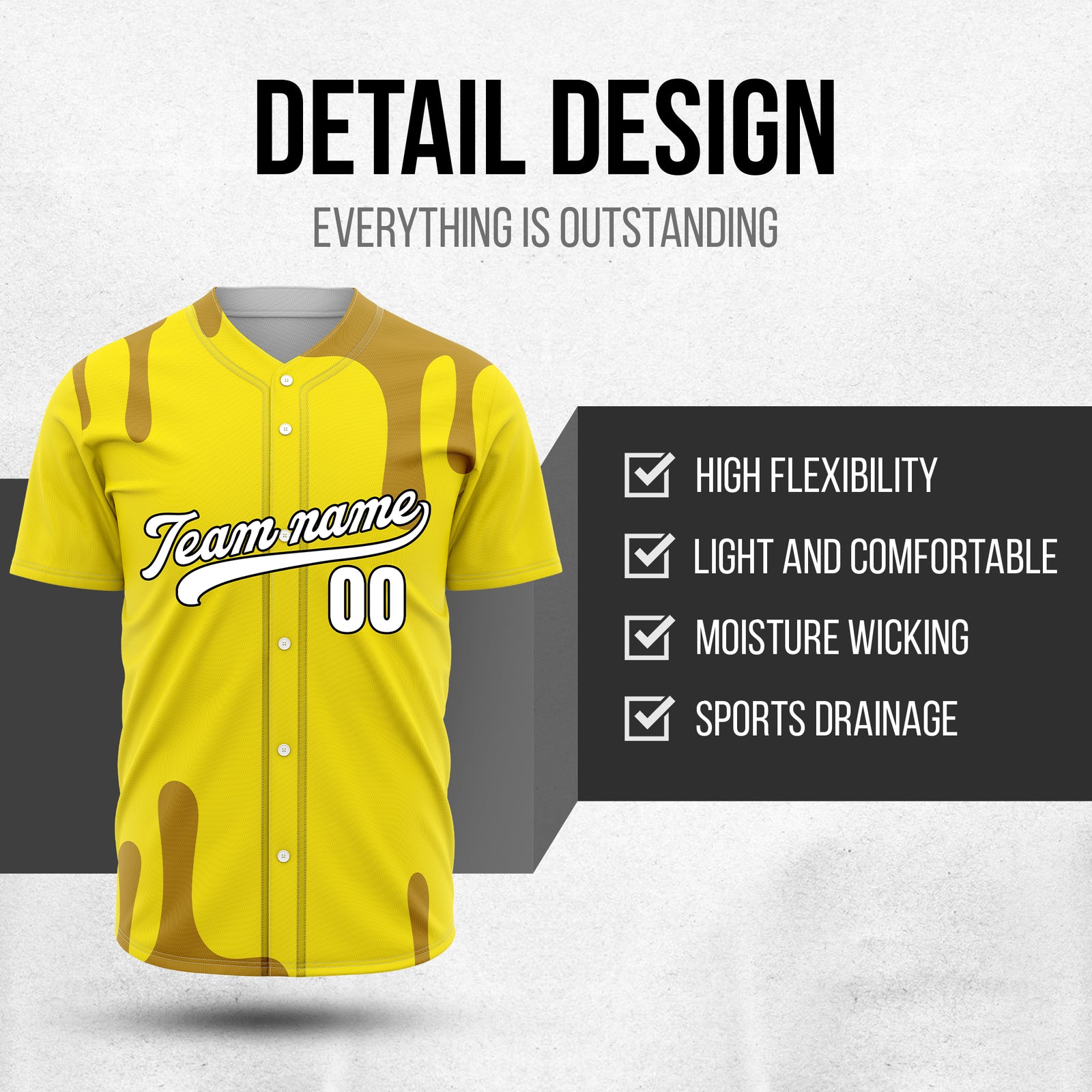 Custom Ink Dripline Yellow Sports Jersey Personalized Uniform with Name & Number