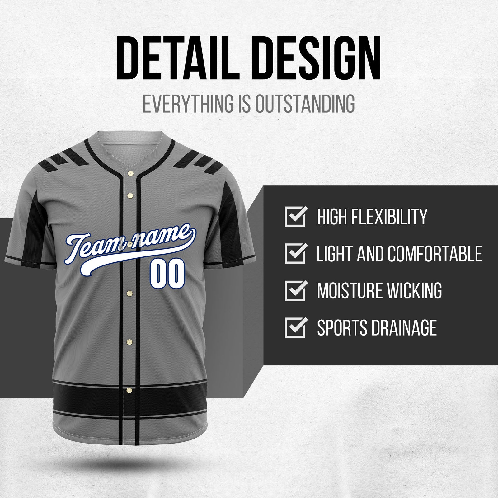 Custom Radiant Strike Grey Raglan Style Baseball Sports Jersey Personalized Uniform with Name & Number