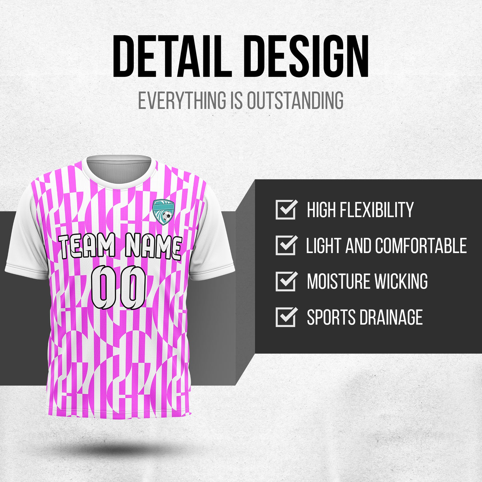 Custom Pulse Grid R-Full Pattern Soccer White Sport Tops Jersey