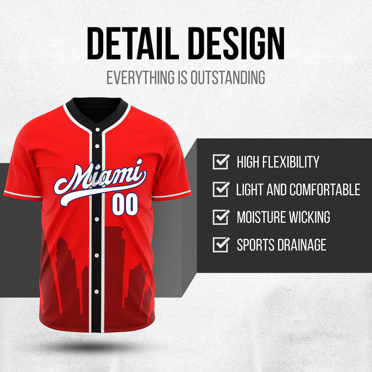 Custom City Tide Red Baseball Sports Jersey Personalized Uniform with Name & Number