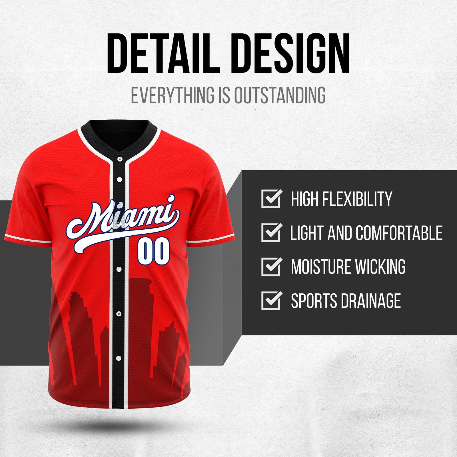 Custom City Tide Red Baseball Sports Jersey Personalized Uniform with Name & Number