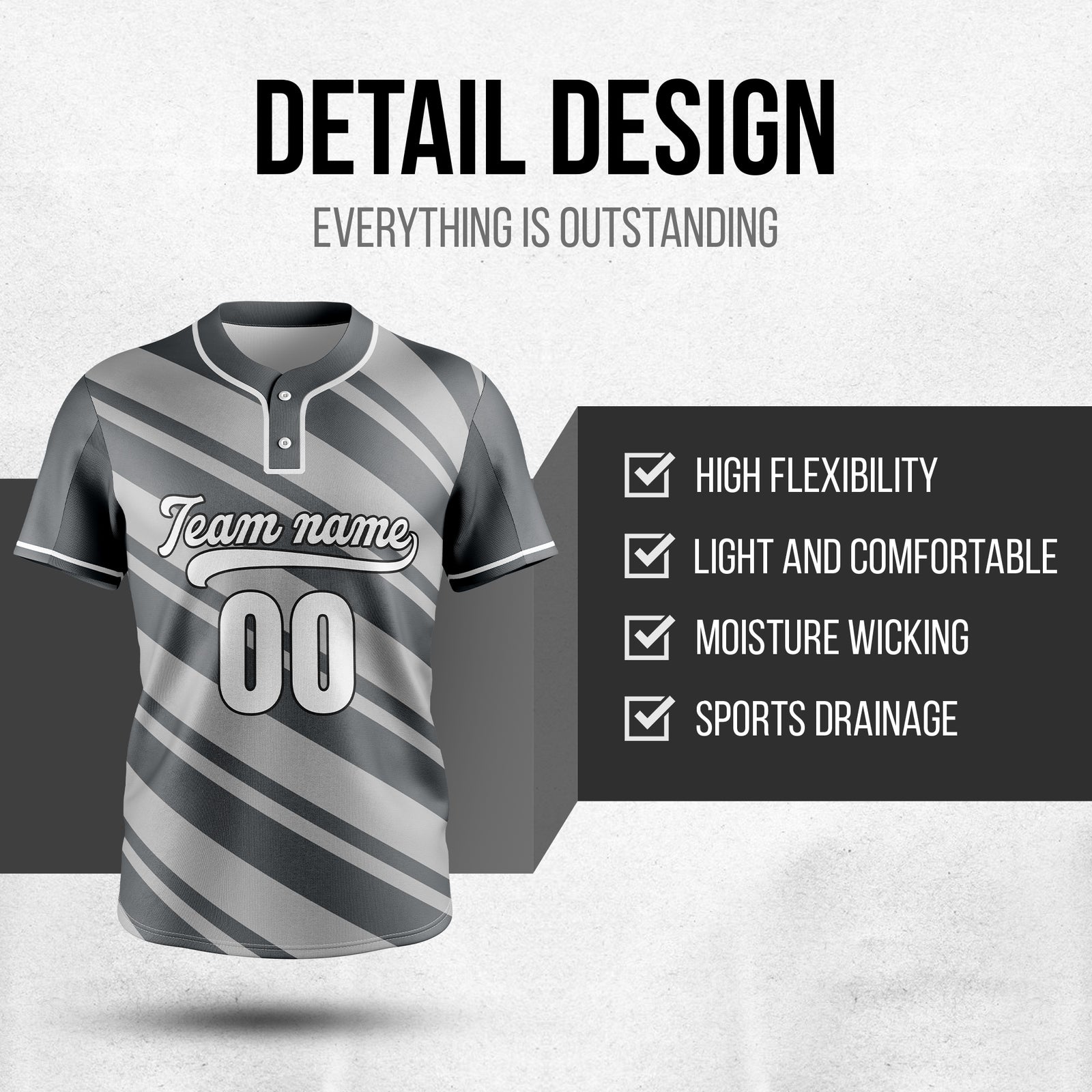 Custom Bold Flow Dark Grey Baseball Sports Jersey Personalized Uniform with Name & Number