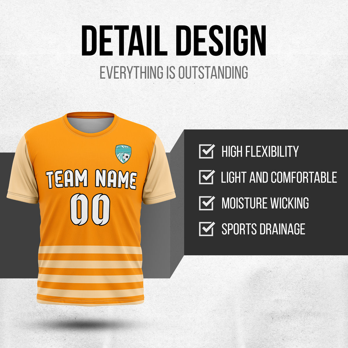 Custom BaseLine Stripe Orange Soccer sport Tops Jersey