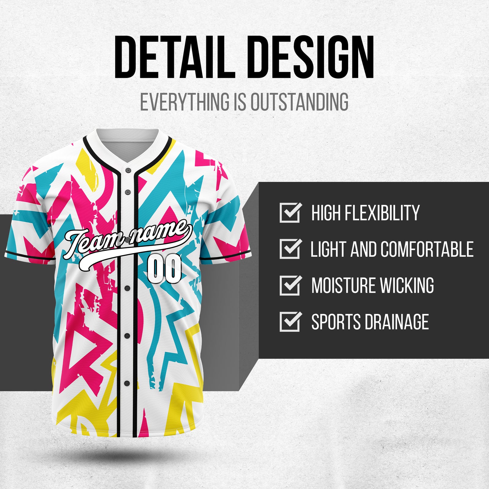 Custom Splash White Baseball Sports Jersey Personalized Uniform with Name & Number