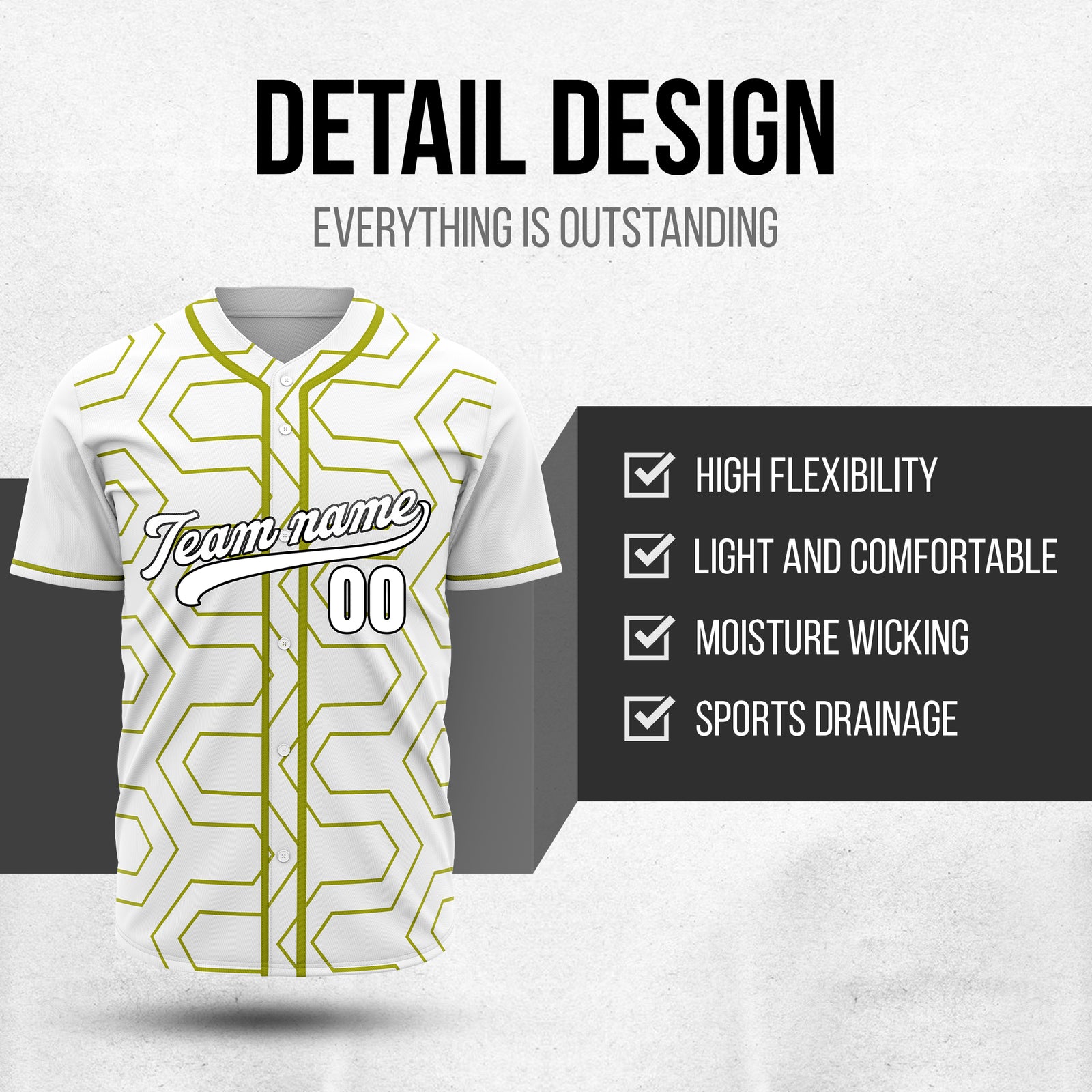 Custom Rhombus Rush White Baseball Sports Jersey Personalized Uniform with Name & Number