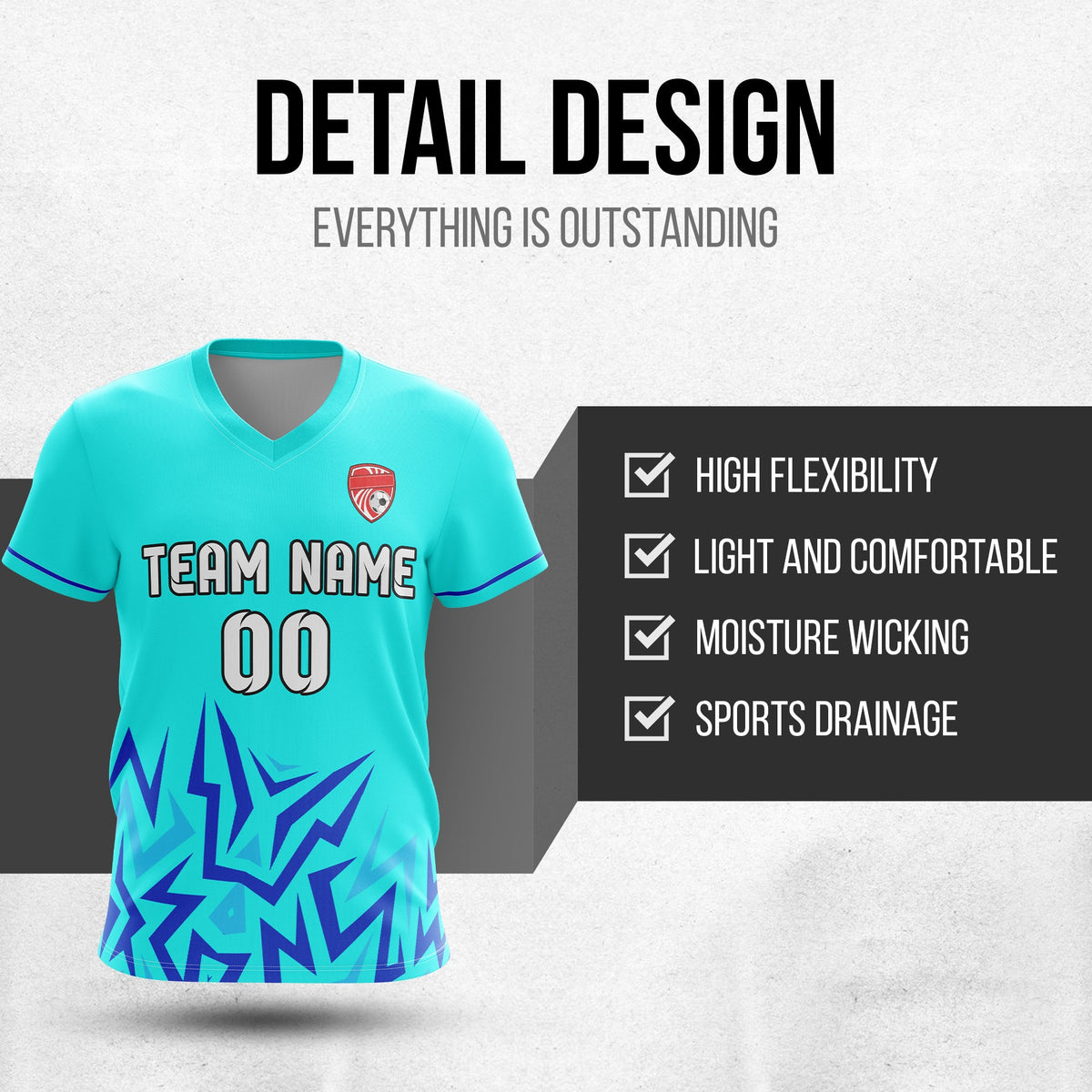 Custom Spark Strike V-Side Pattern D1 Soccer Sport Tops Jersey