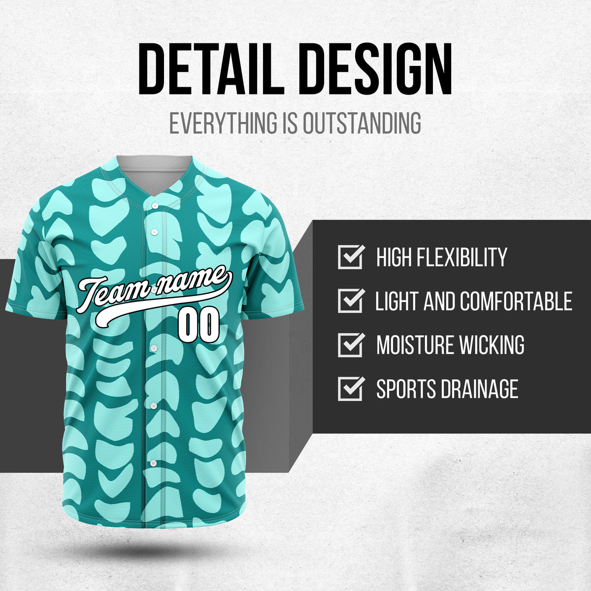 Custom Hawaii Waves Teal Baseball Sports Jersey Personalized Uniform with Name & Number