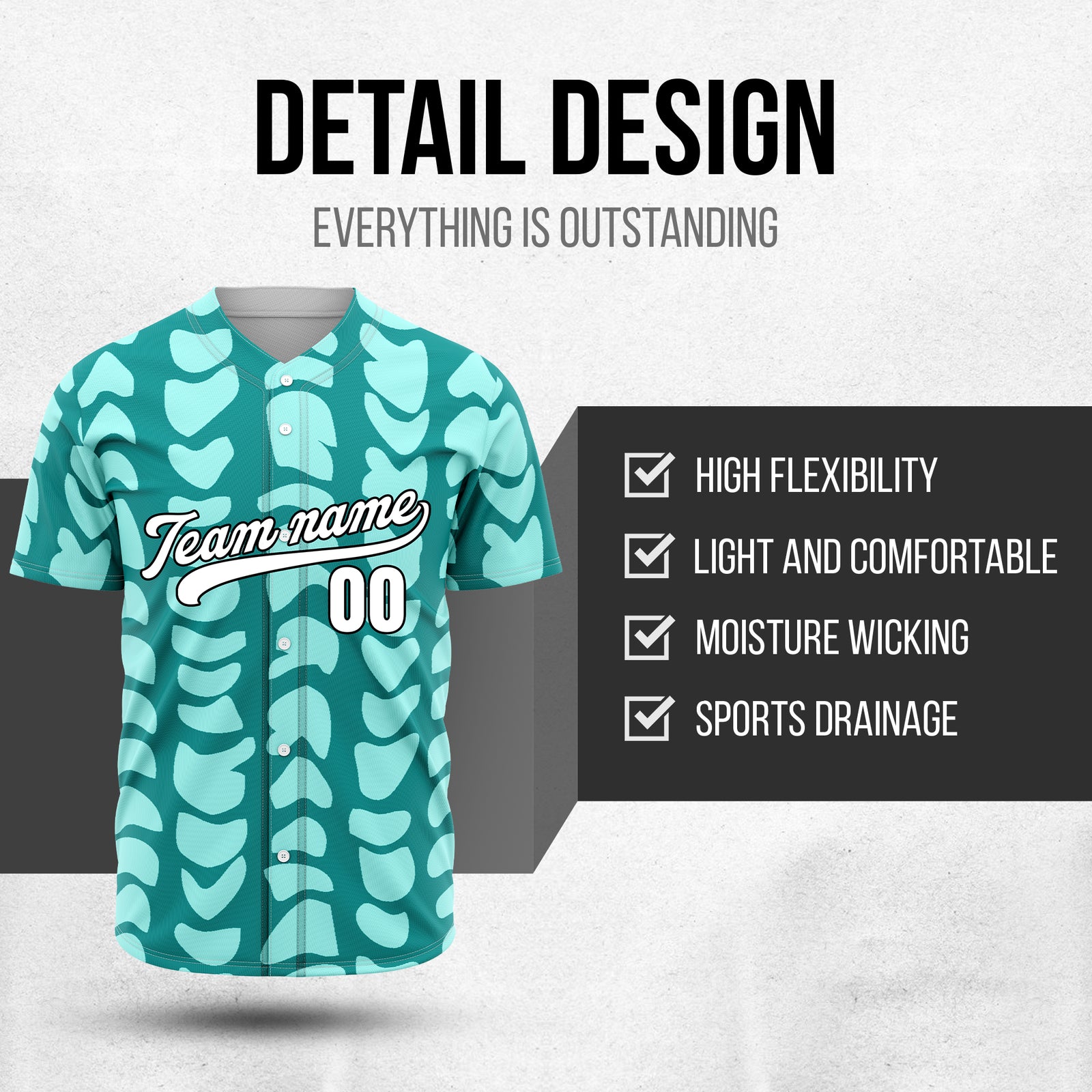Custom Hawaii Waves Teal Baseball Sports Jersey Personalized Uniform with Name & Number