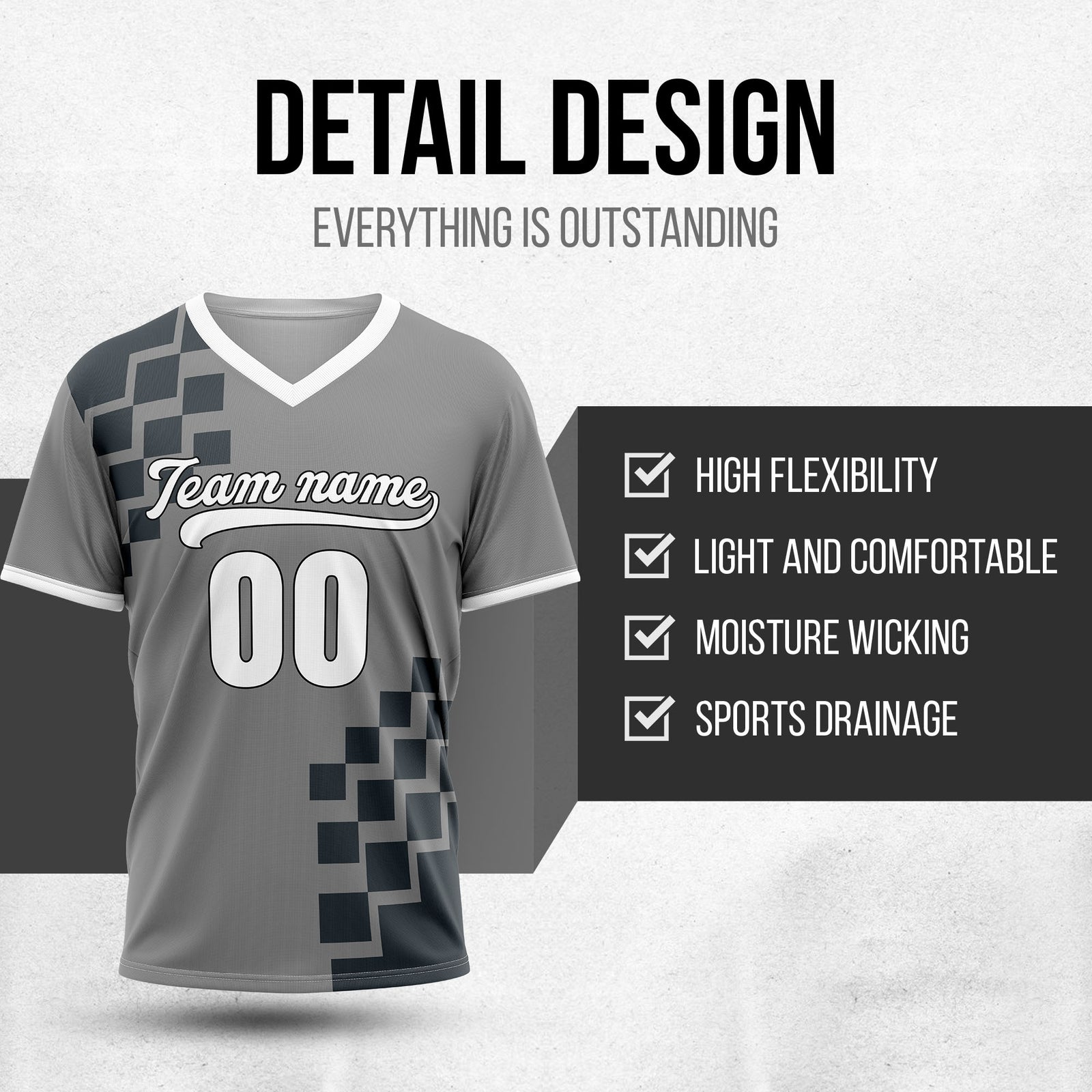 Custom Shadow Pixel Grey Baseball Sports Jersey Personalized Uniform with Name & Number