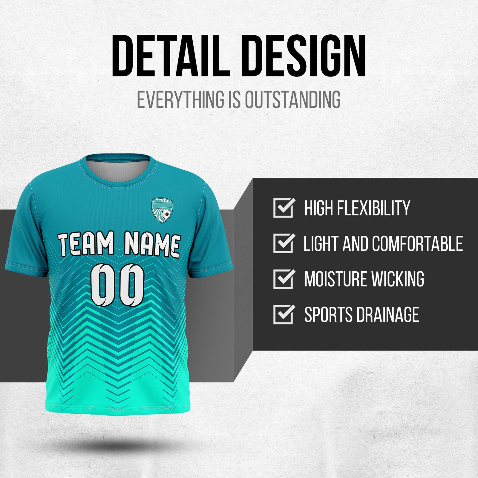 Custom Apex Strike R Side Pattern Teal Soccer sport Tops Jersey