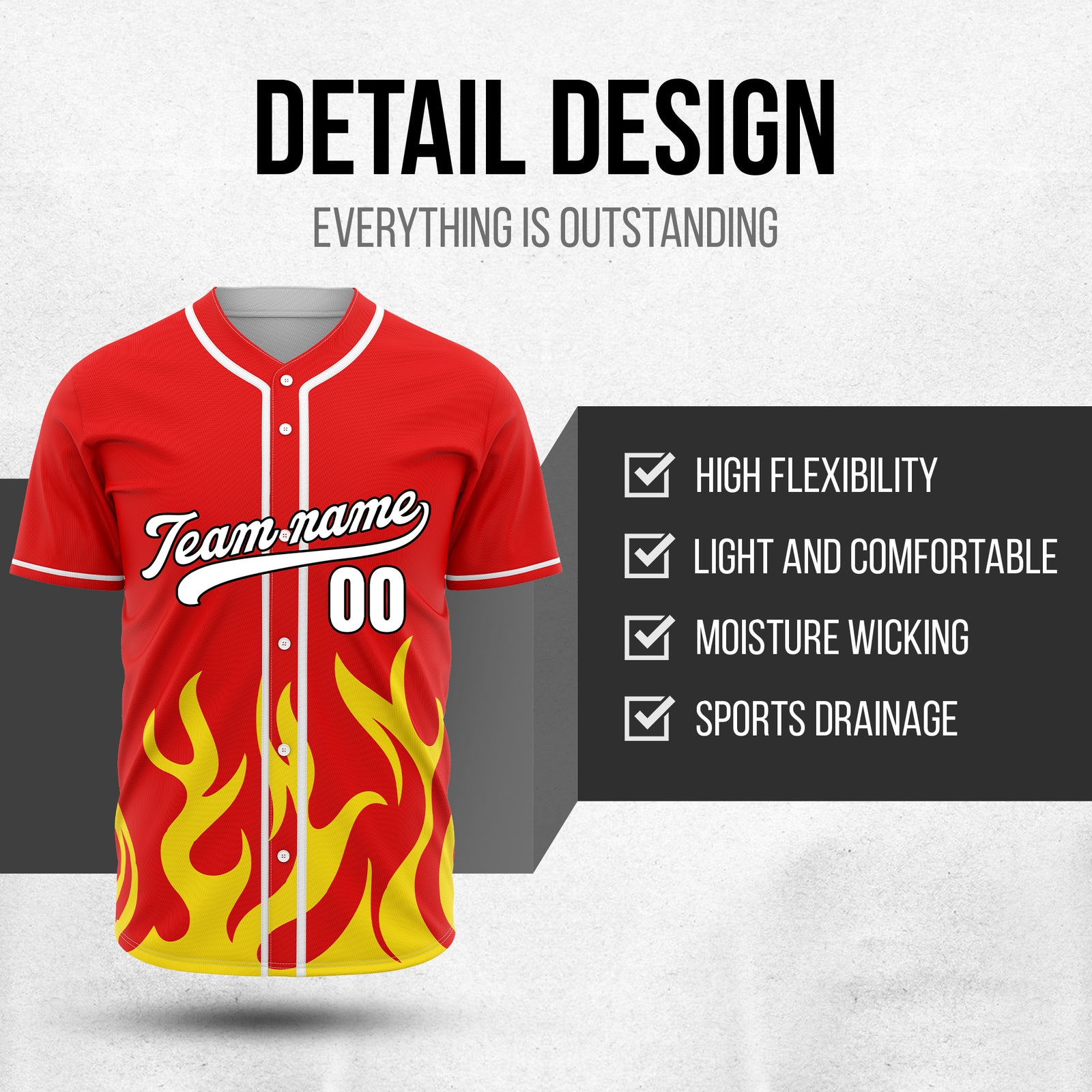 Custom Burnout Red Baseball Sports Jersey Personalized Uniform with Name & Number