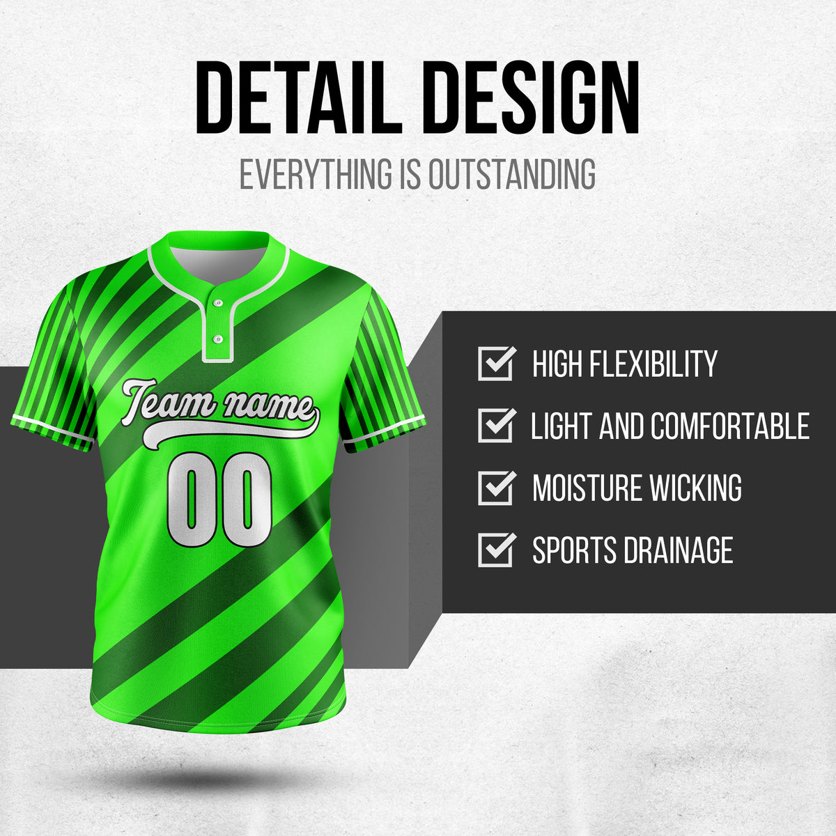 Custom Vibe Split Green Baseball Sports Jersey Personalized Uniform with Name & Number