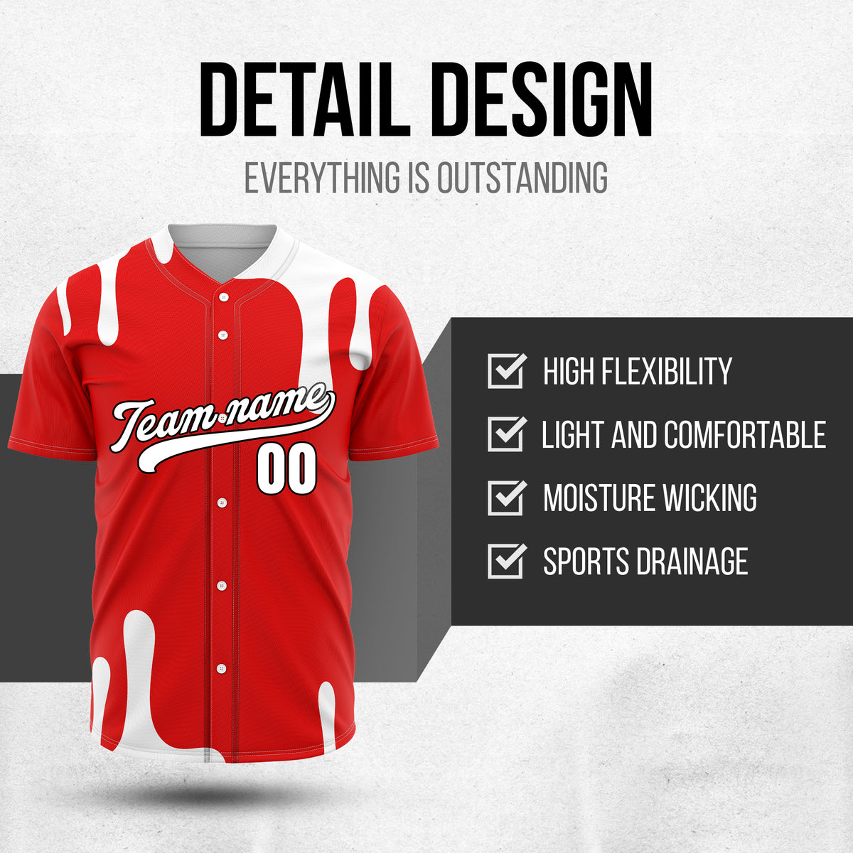 Custom Ink Dripline Red Sports Jersey Personalized Uniform with Name & Number