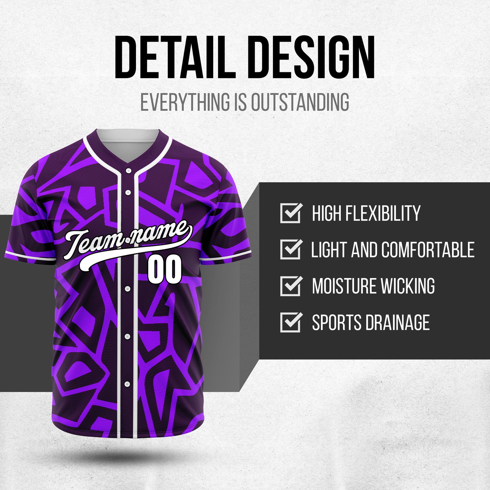 Custom Shadow Rebels Purple Baseball Sports Jersey Personalized Uniform with Name & Number