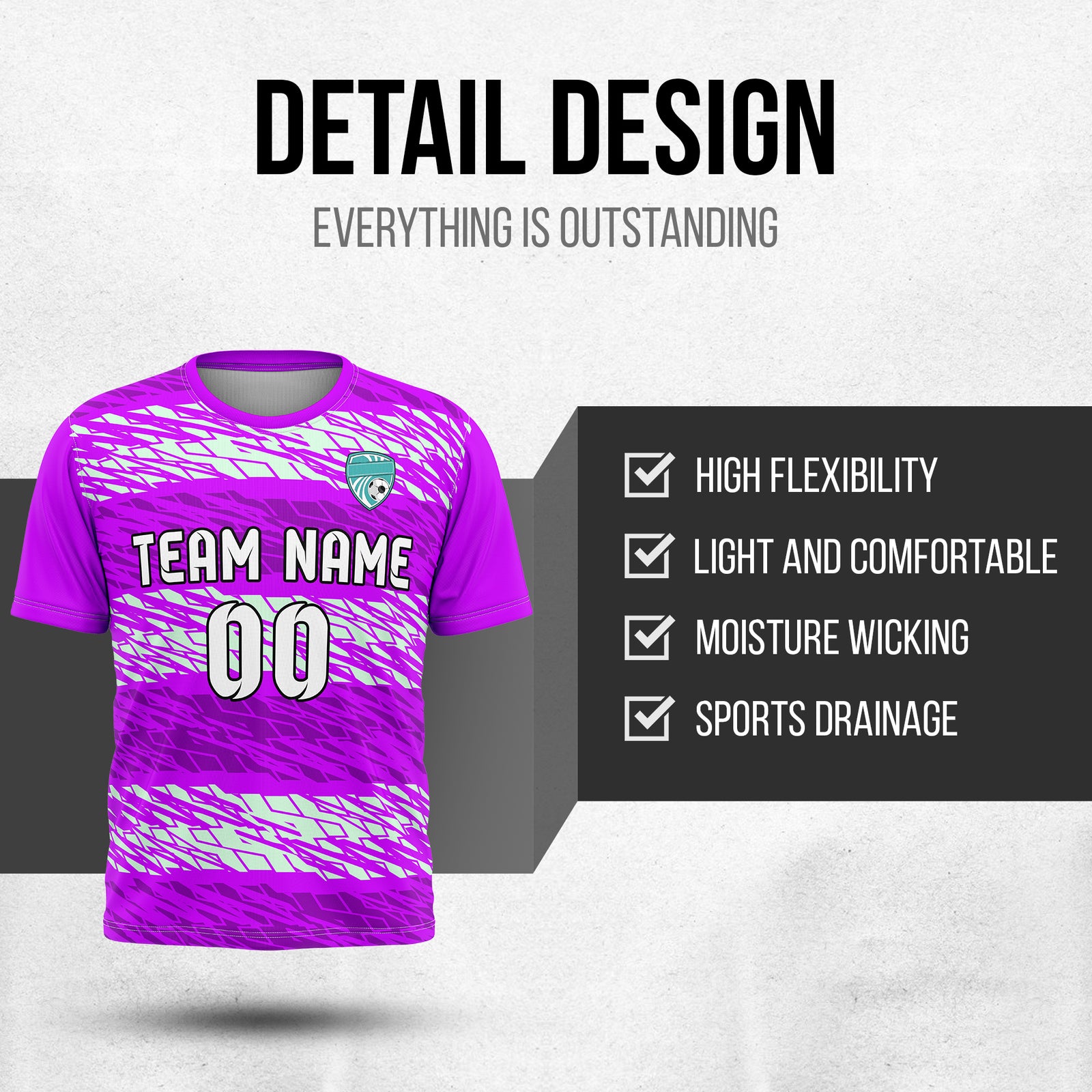Custom Flare Strike R-Full Pattern Soccer Purple Sport Tops Jersey