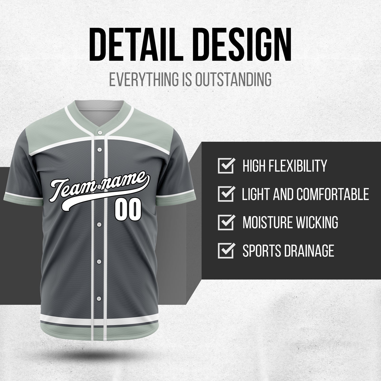 Custom Marquee Classic Baseball Dark Grey Sports Jersey Personalized Uniform with Name & Number