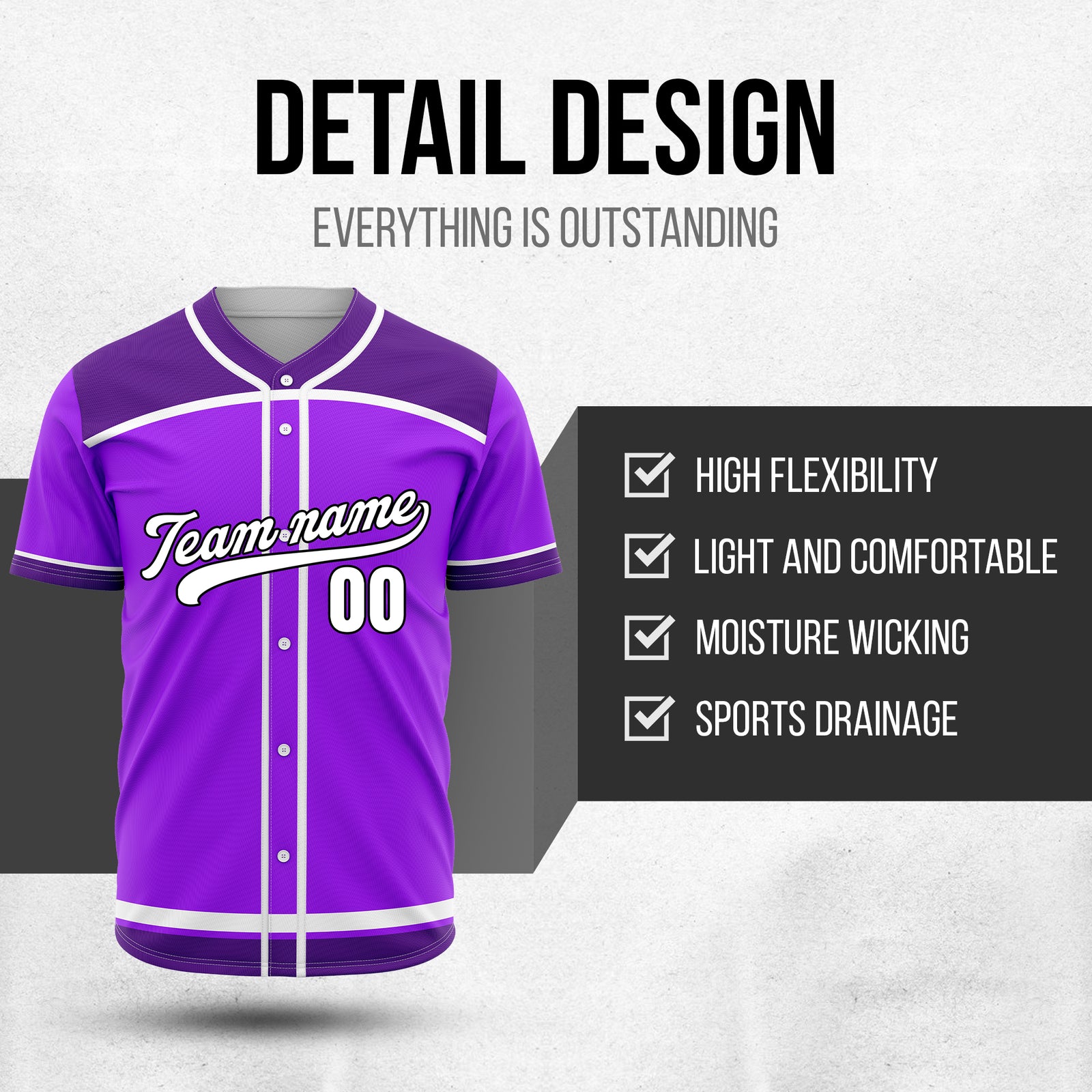 Custom Marquee Classic Baseball Purple Sports Jersey Personalized Uniform with Name & Number