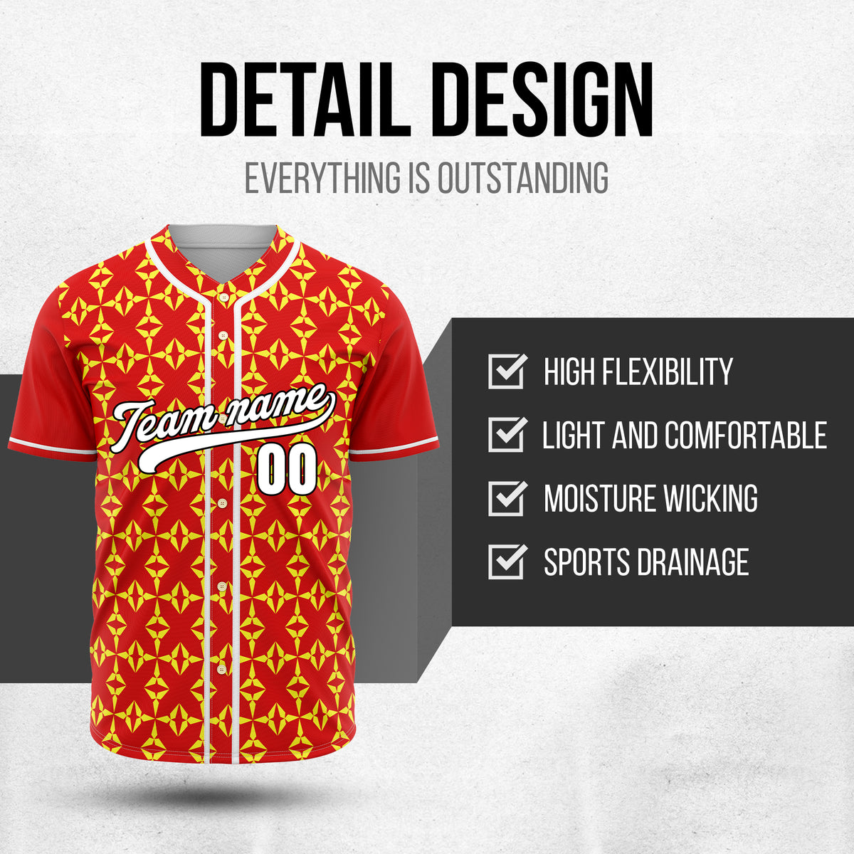Custom Rhombic Red Baseball Sports Jersey Personalized Uniform with Name & Number