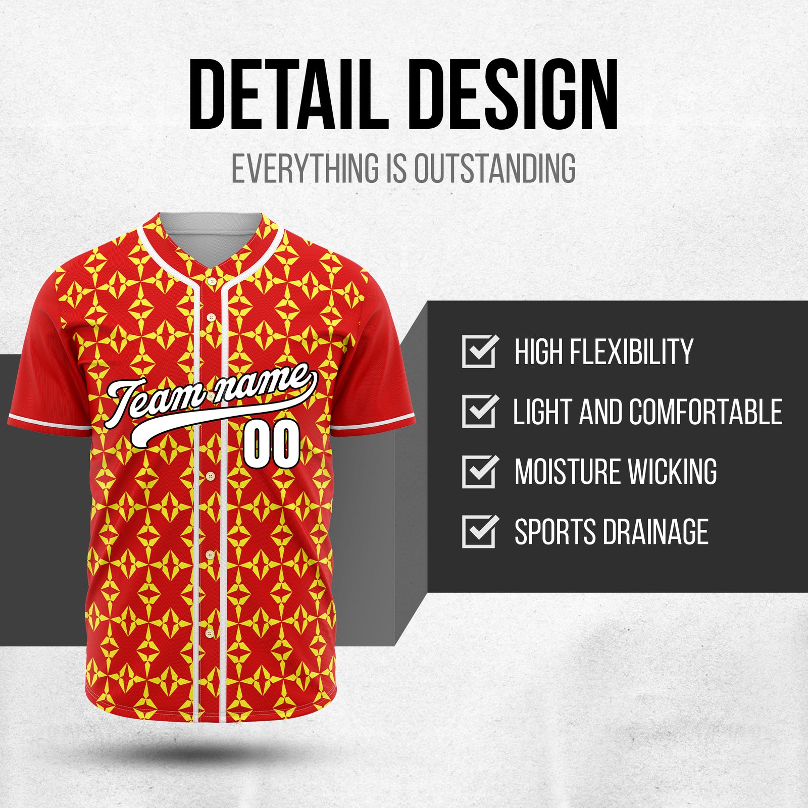 Custom Rhombic Red Baseball Sports Jersey Personalized Uniform with Name & Number
