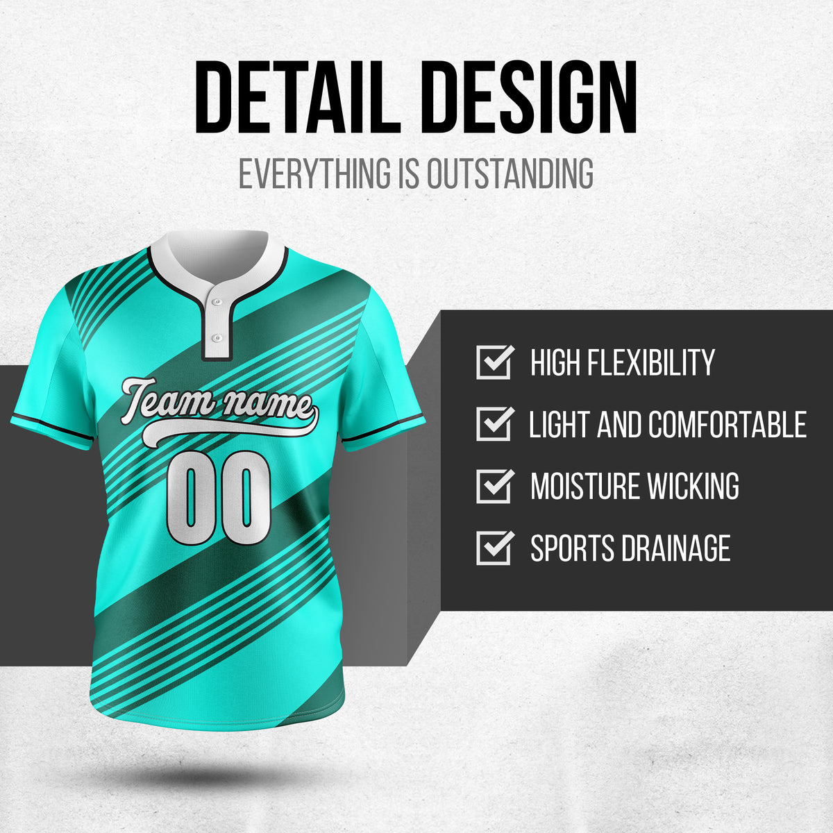 Custom Crossfire Aqua Baseball Sports Jersey Personalized Uniform with Name & Number