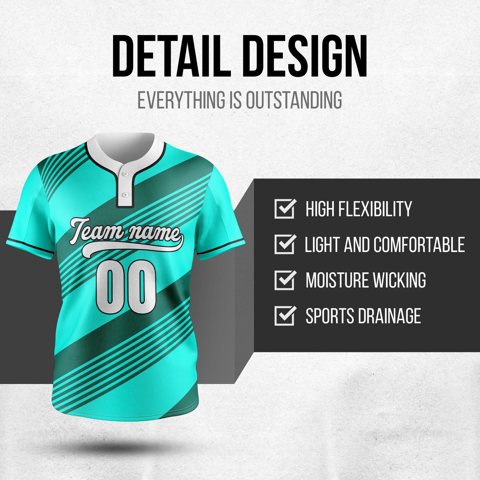 Custom Crossfire Aqua Baseball Sports Jersey Personalized Uniform with Name & Number