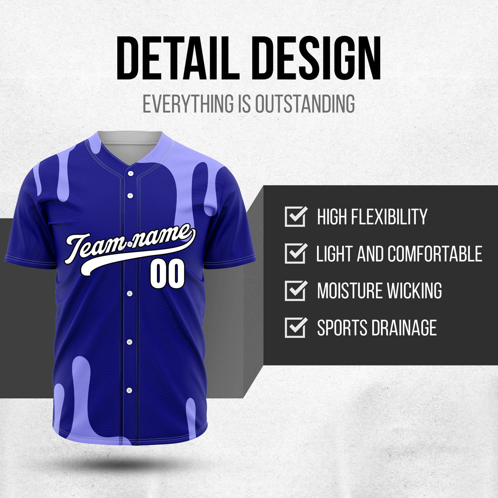 Custom Ink Dripline Blue Sports Jersey Personalized Uniform with Name & Number