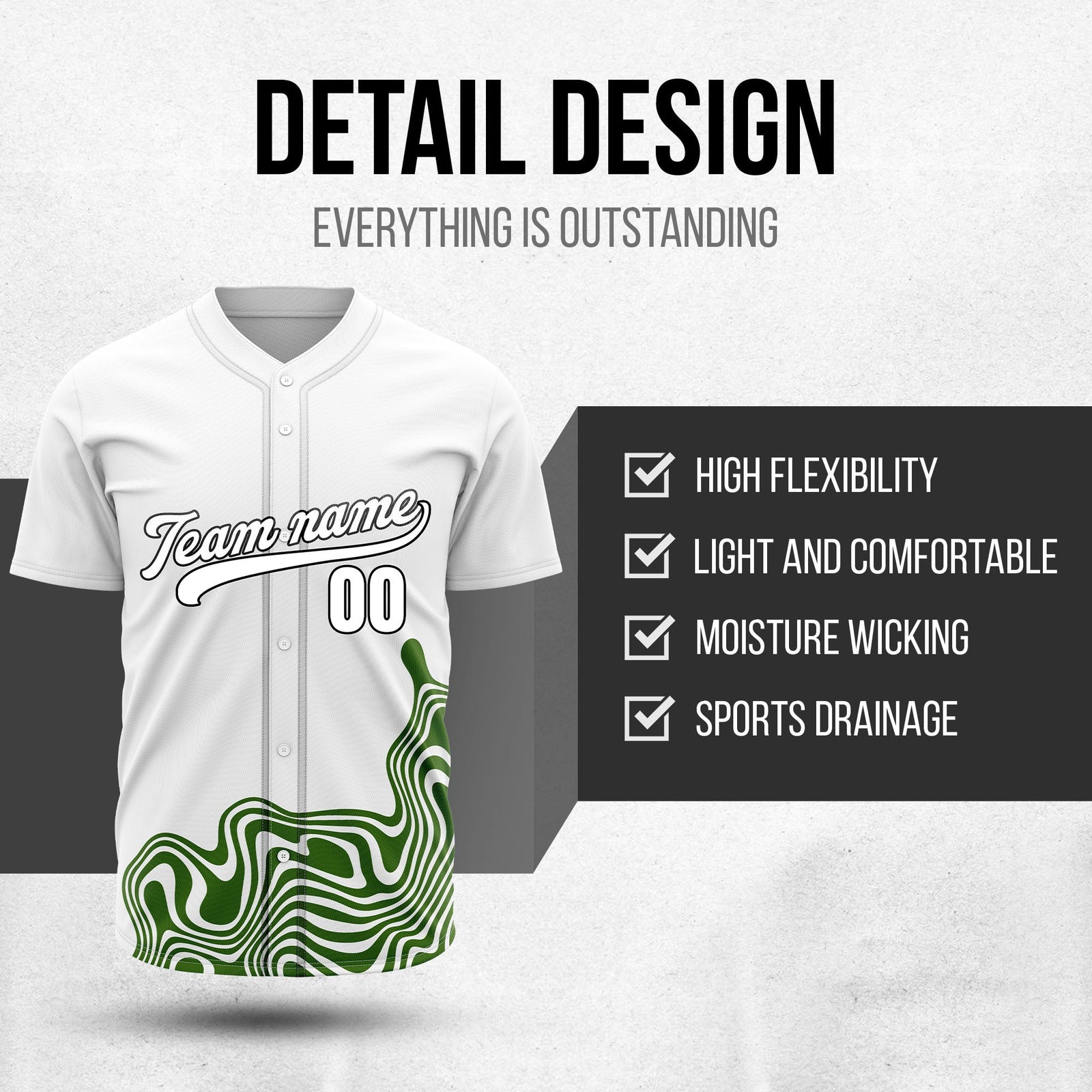 Custom White Baseball Wave Sports Jersey Personalized Uniform with Name & Number