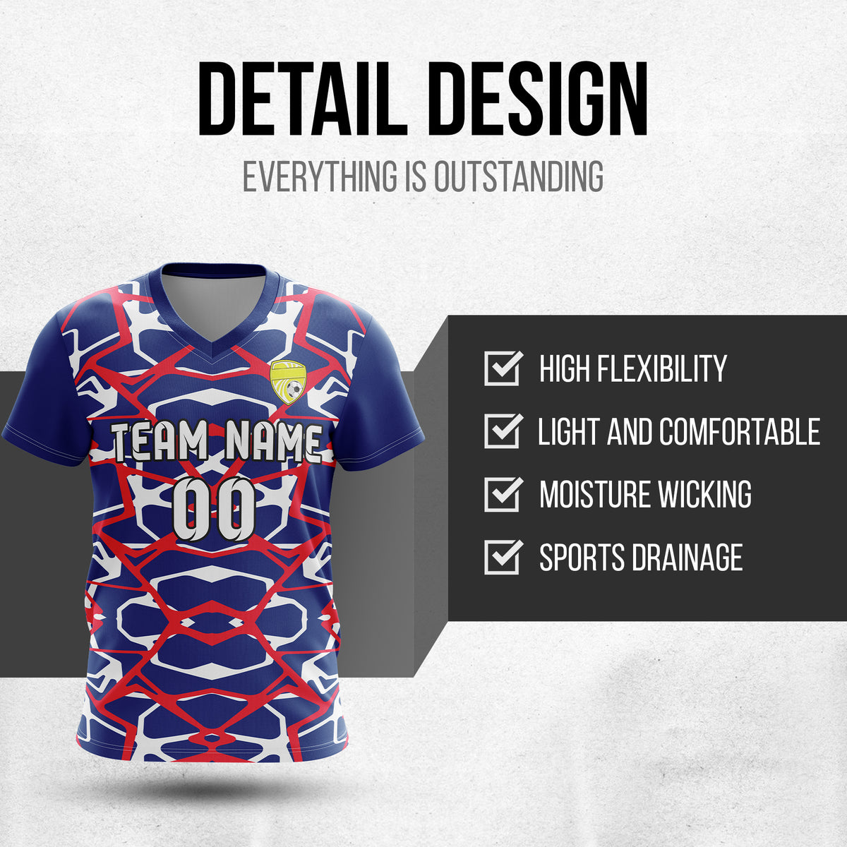 Custom Wild Pulse V-Full Pattern Navy Soccer sport Tops Jersey