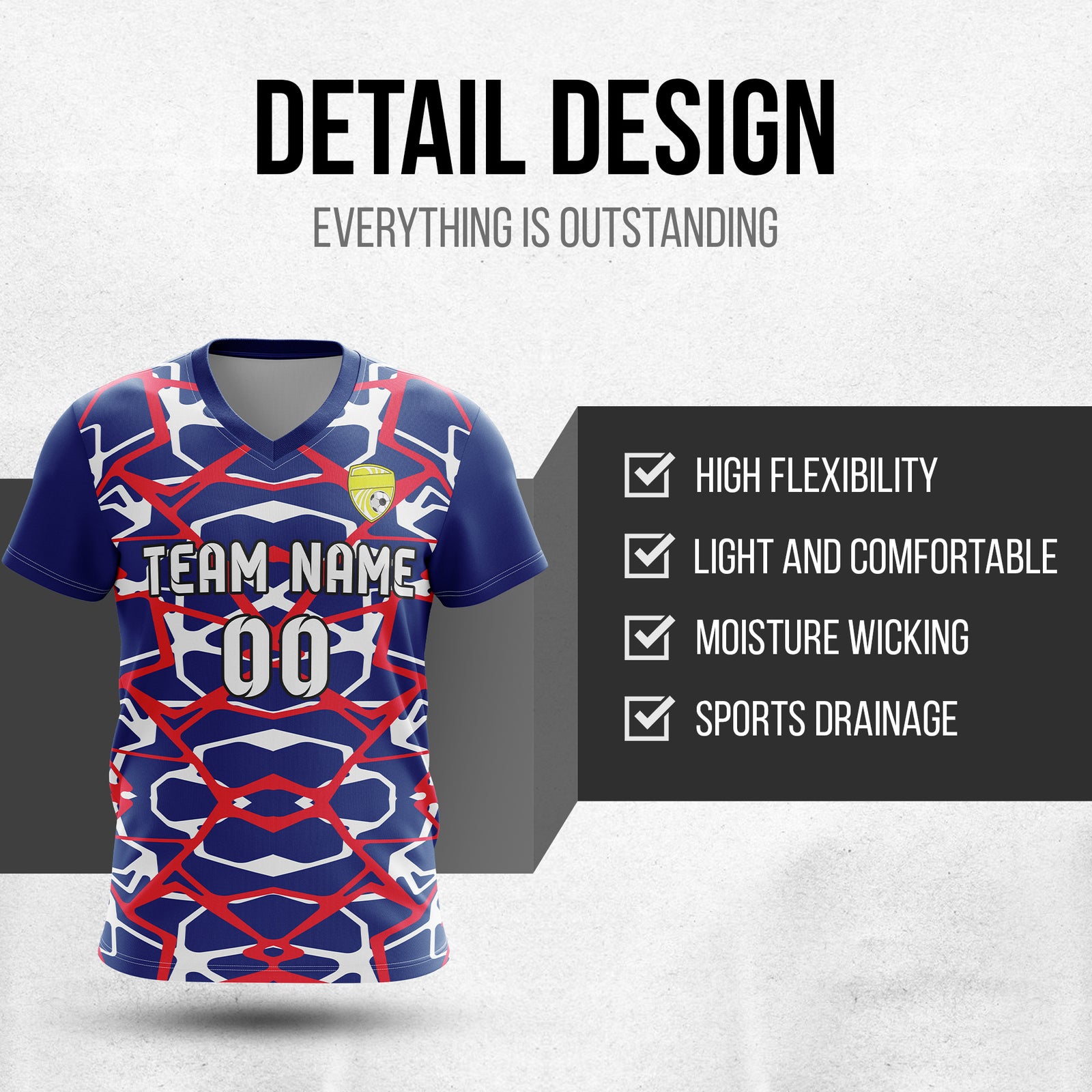Custom Wild Pulse V-Full Pattern Navy Soccer sport Tops Jersey