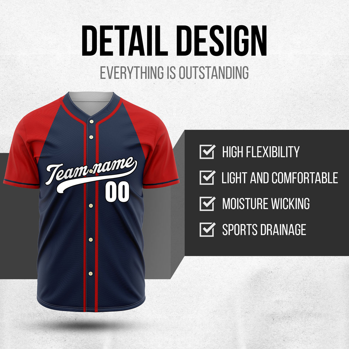 Custom Desert Blaze Navy Raglan Style Baseball Sports Jersey Personalized Uniform with Name & Number