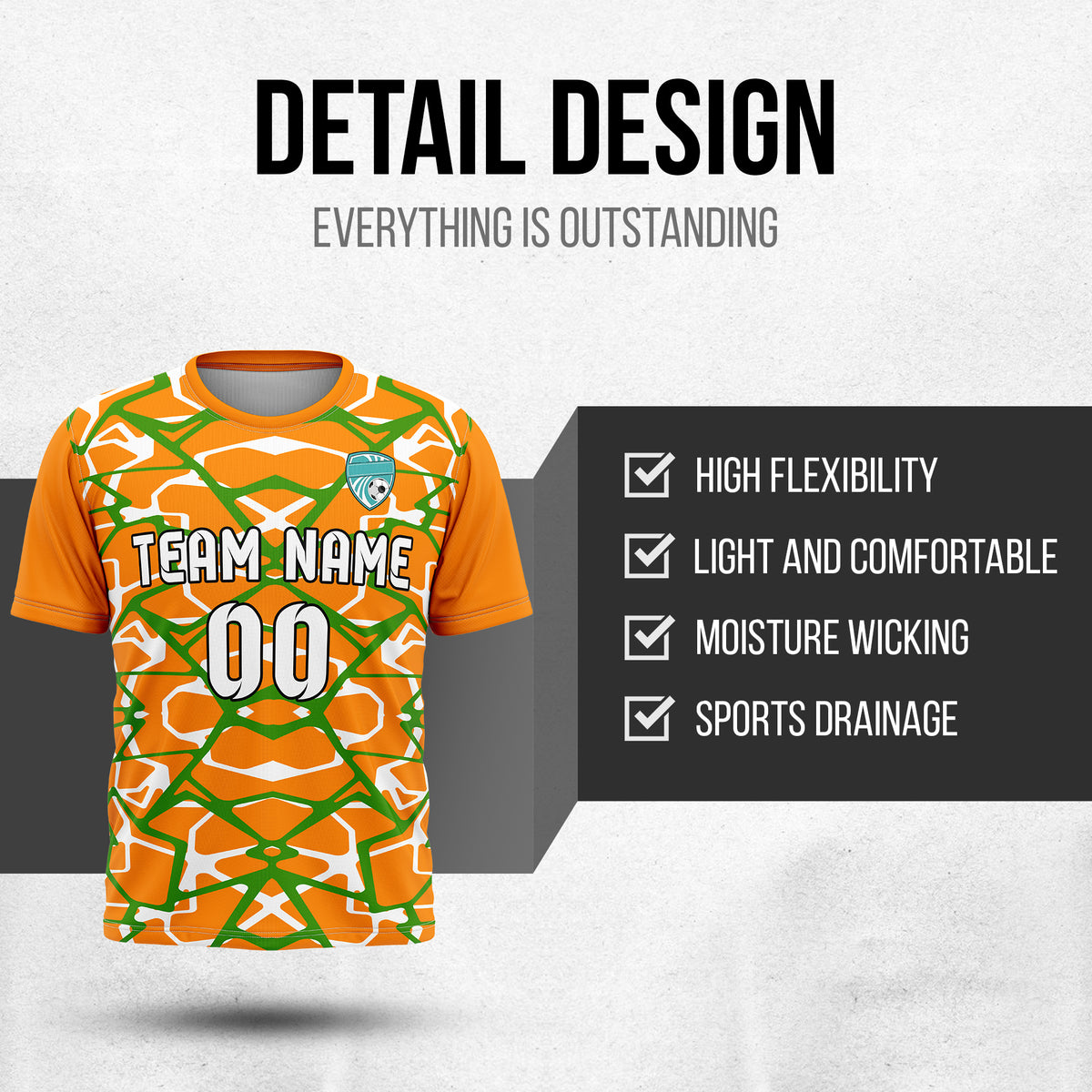 Custom Wild Pulse R-Full Pattern Soccer Orange Sport Tops Jersey