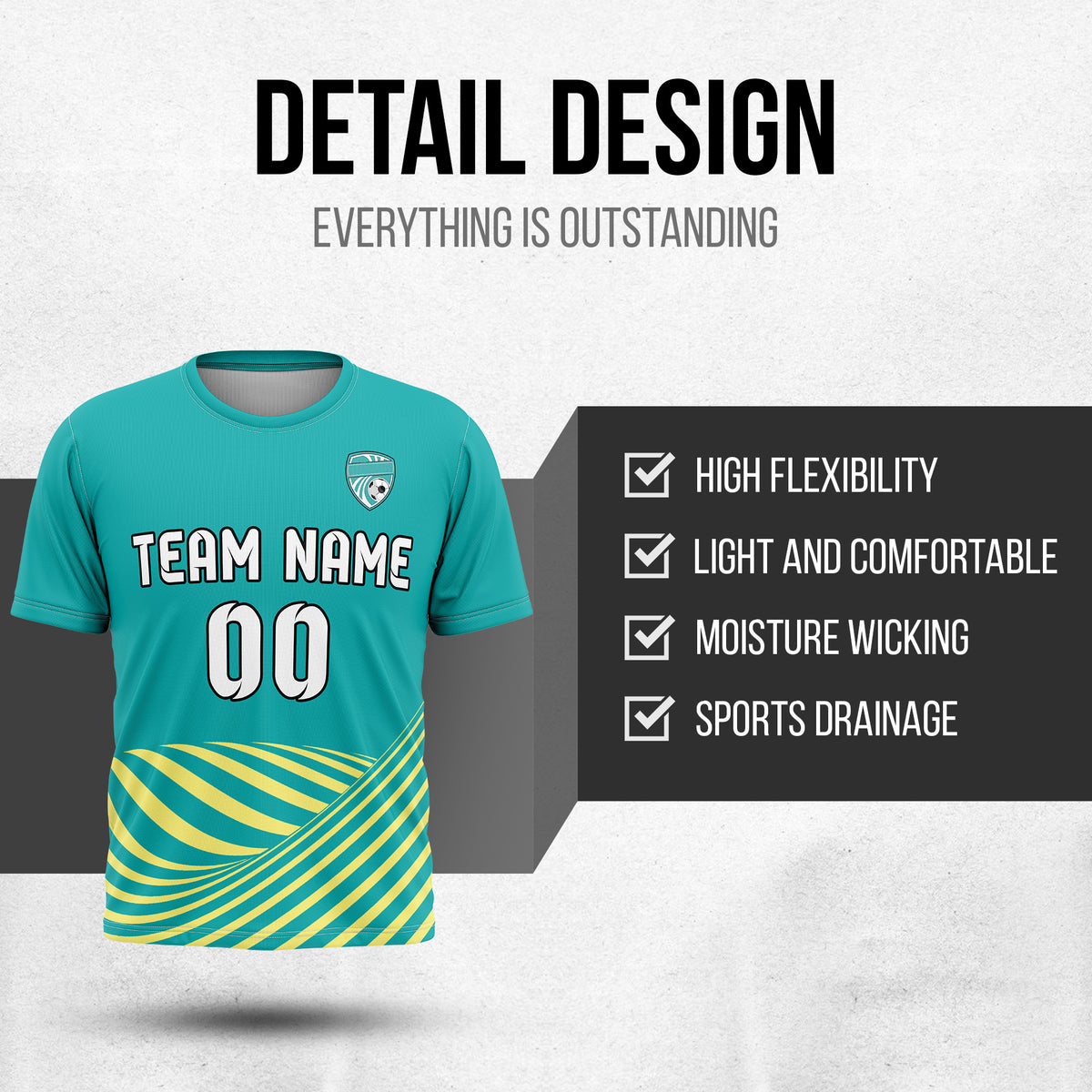 Custom WaveLine Stripe Teal Soccer sport Tops Jersey