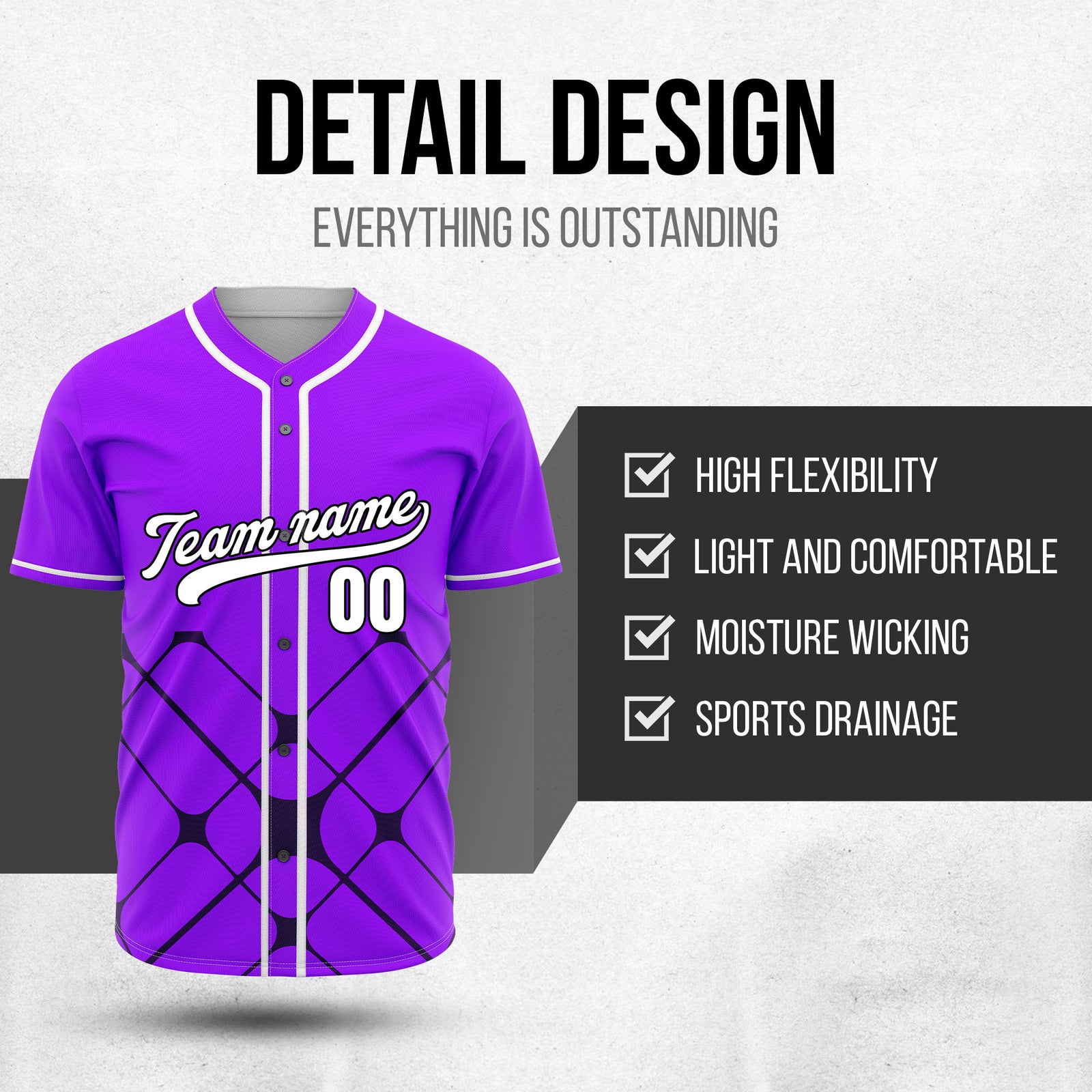 Custom Gridlock Purple Baseball Sports Jersey Personalized Uniform with Name & Number