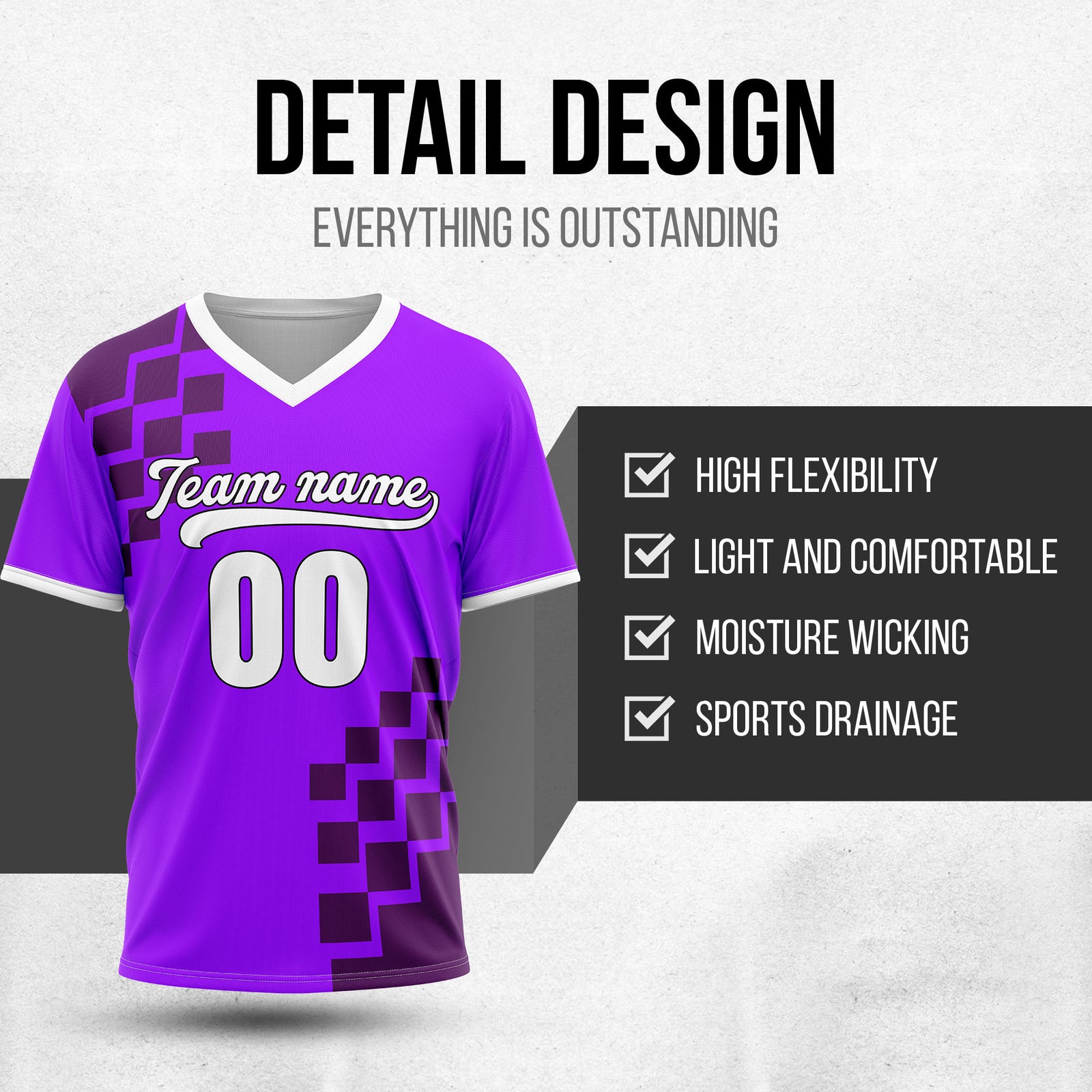Custom Shadow Pixel Purple Baseball Sports Jersey Personalized Uniform with Name & Number