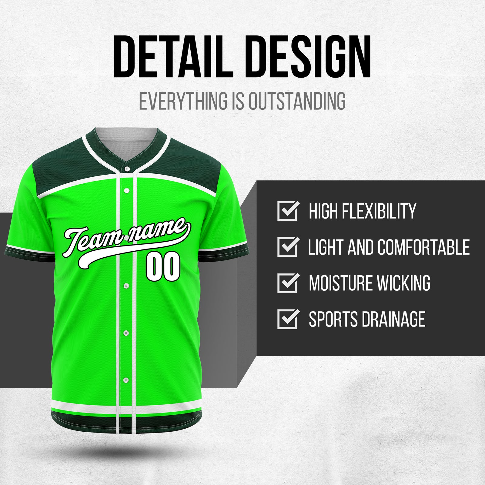 Custom Marquee Classic Baseball Green Sports Jersey Personalized Uniform with Name & Number