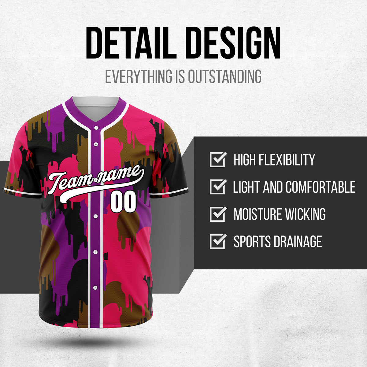 Custom Paint Hustlers Purple Baseball Sports Jersey Personalized Uniform with Name & Number