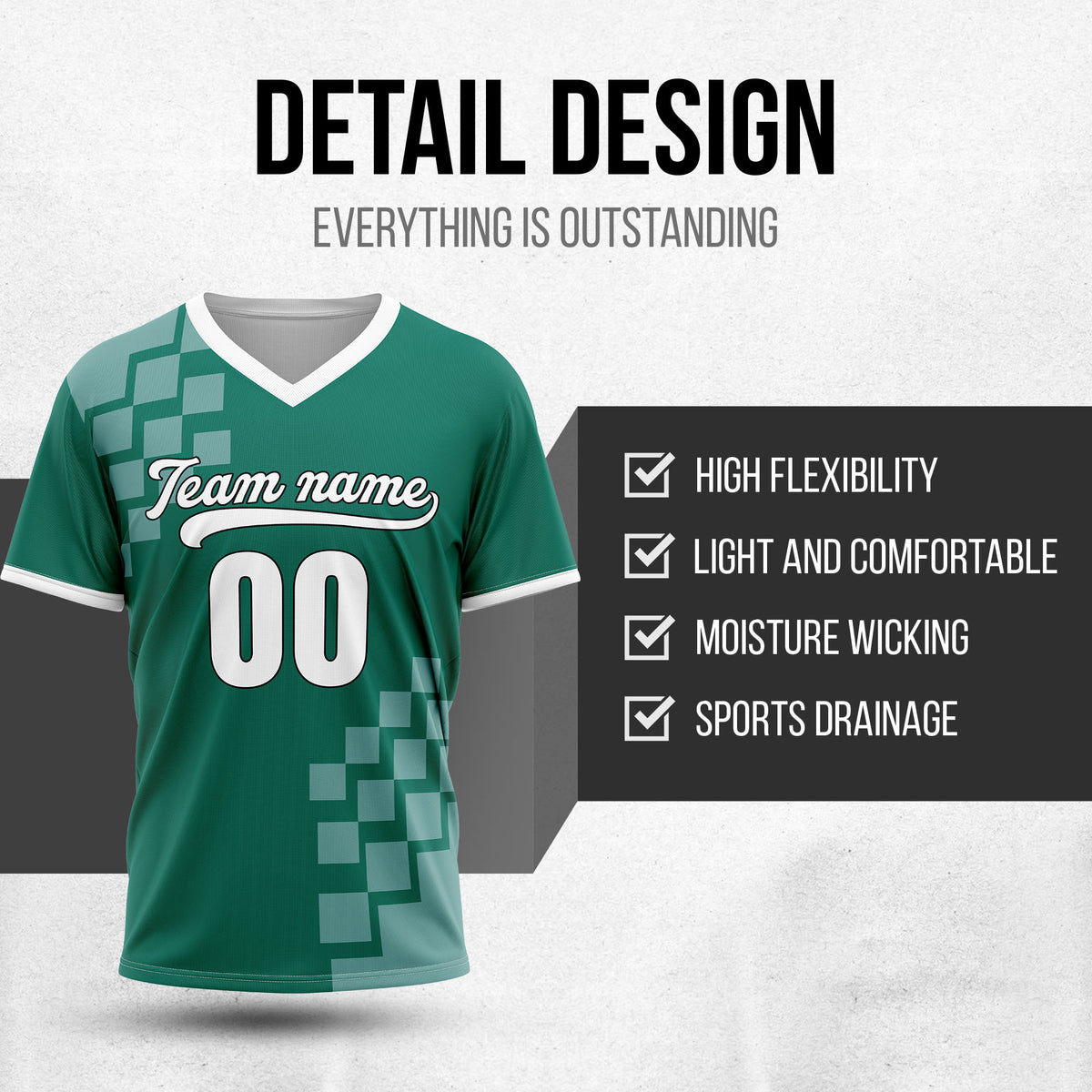 Custom Shadow Pixel Teal Baseball Sports Jersey Personalized Uniform with Name & Number