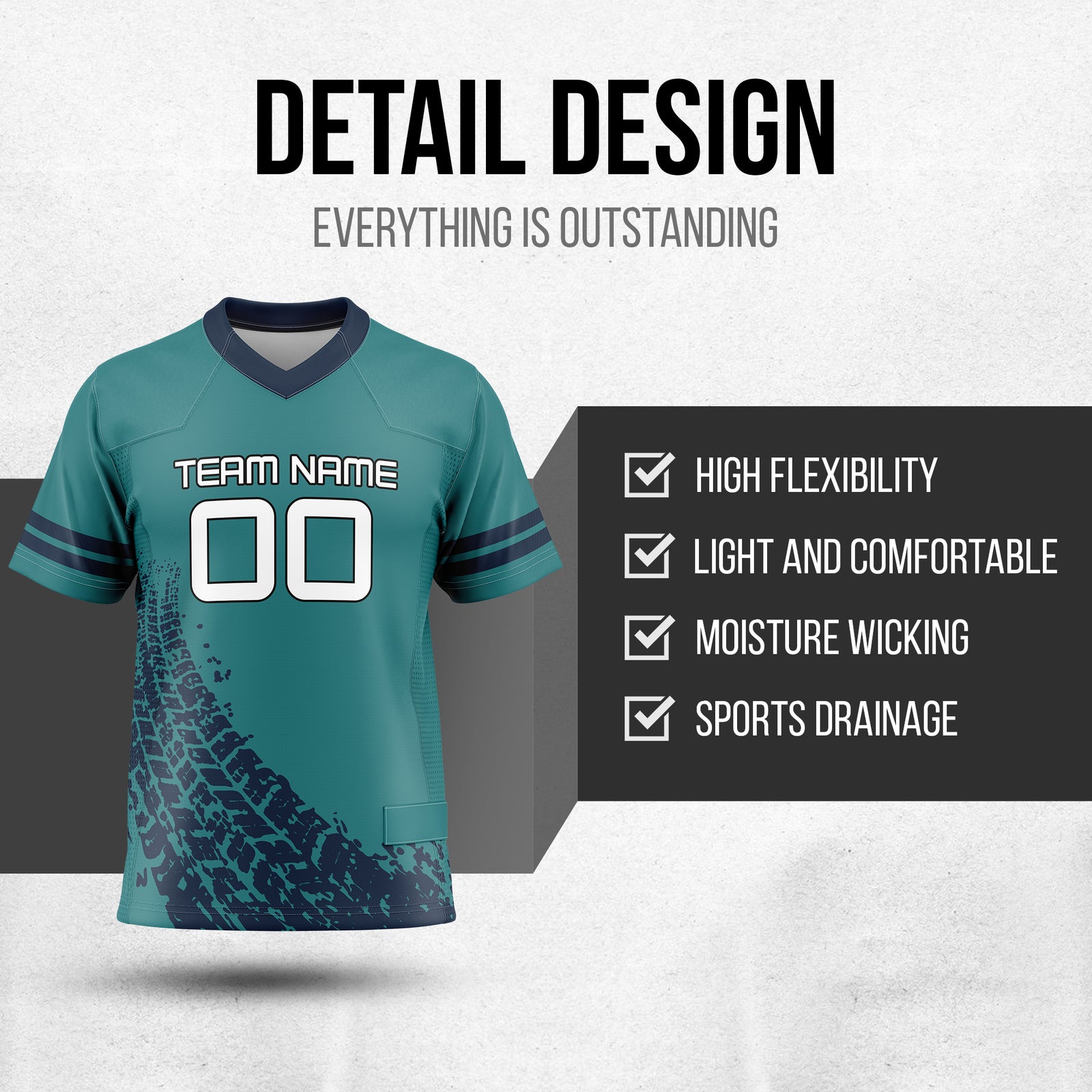 Custom Elite Teal Drift Fashion Pattern Mesh Authentic Football Jersey