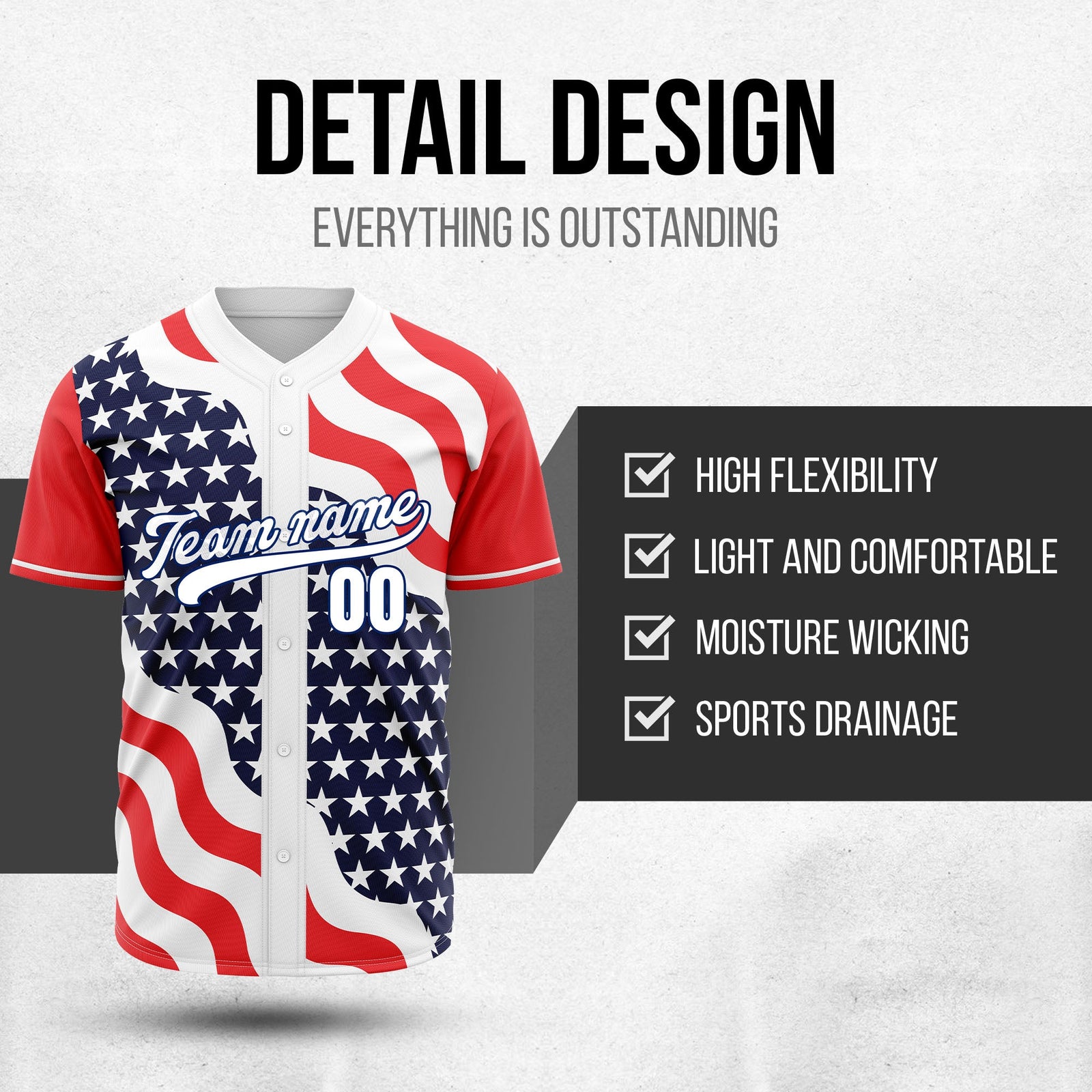 Custom USA Victory Baseball Sports Jersey Personalized Uniform with Name & Number