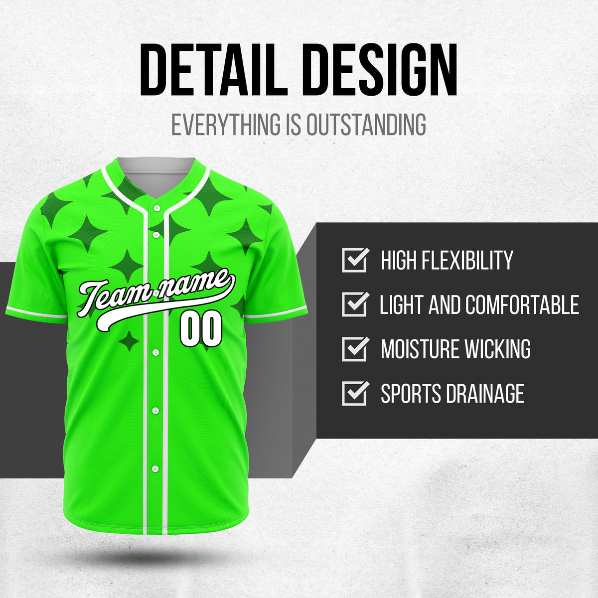 Custom Starlight Neon Green Baseball Sports Jersey Personalized Uniform with Name & Number