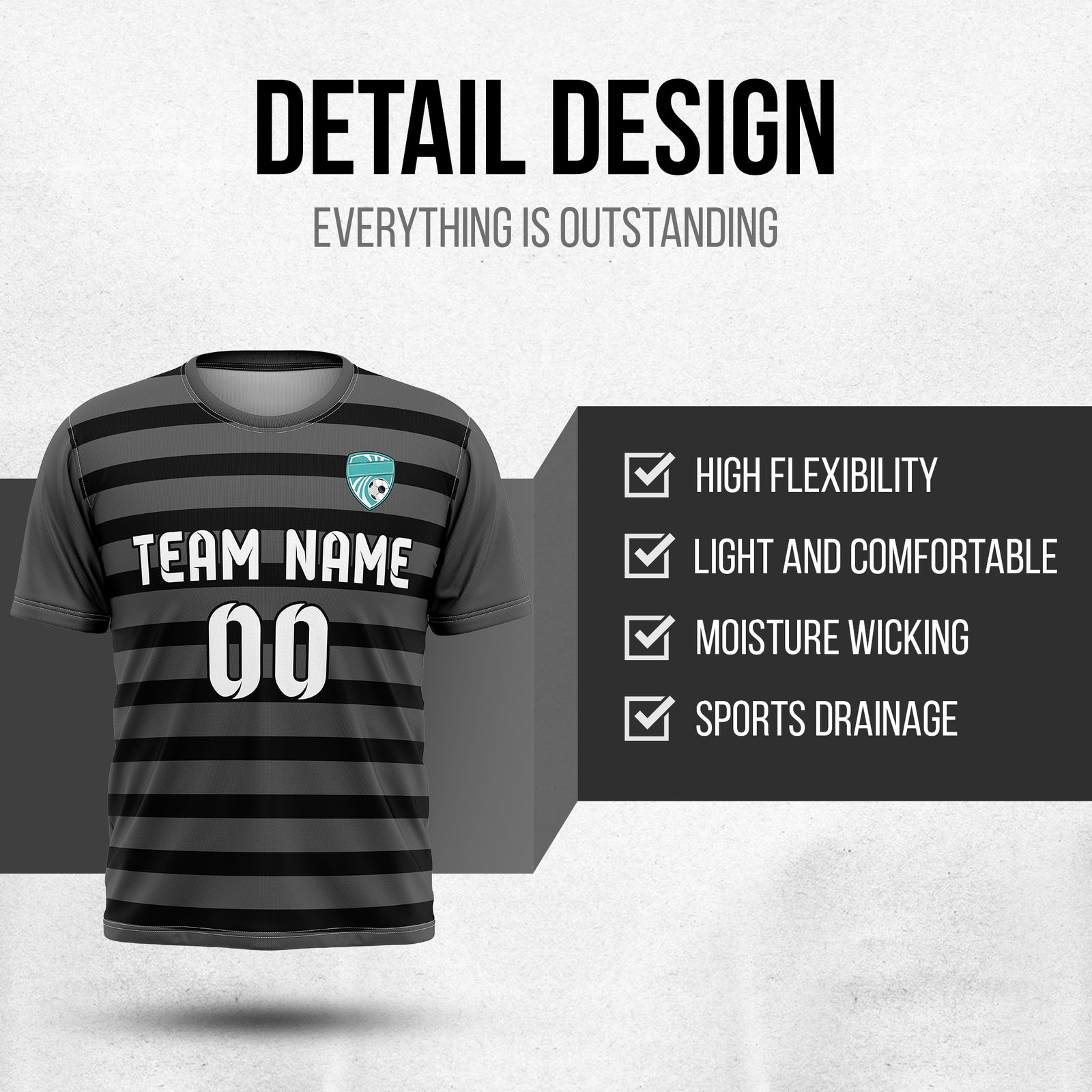 Custom Royal Stripe Dark Grey Soccer sport Tops Jersey