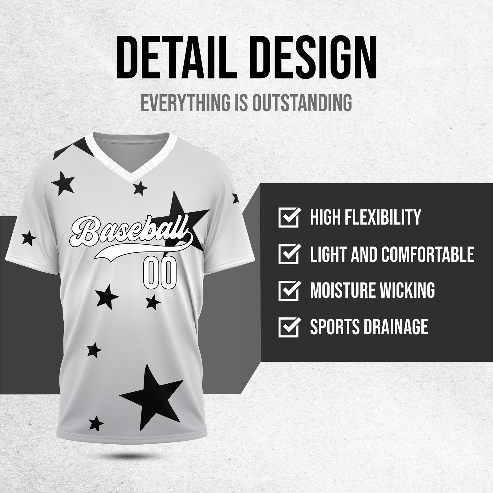 Custom Starfall Gradient Baseball Grey Sports Jersey Personalized Uniform with Name & Number