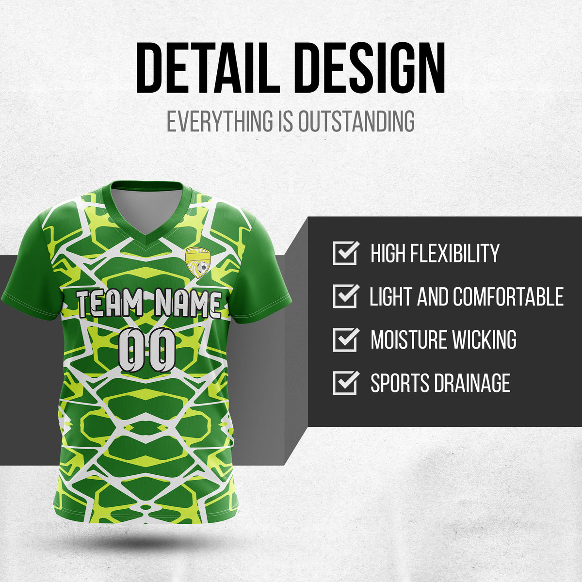 Custom Wild Pulse V-Full Pattern Green  Soccer sport Tops Jersey